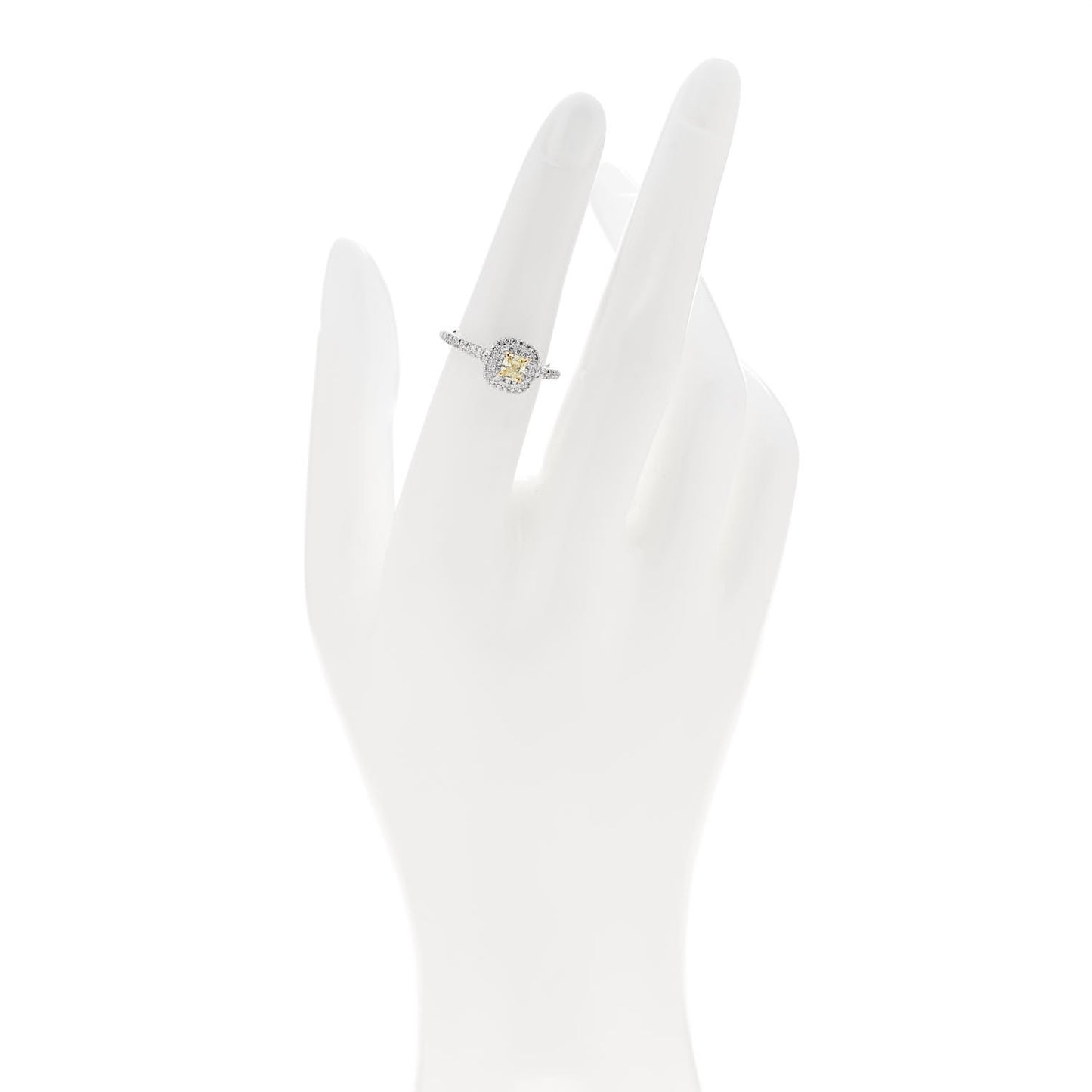 Platinum 18K Yellow Gold Fancy Yellow Diamond .26ct Soleste Engagement Ring 51 5.75