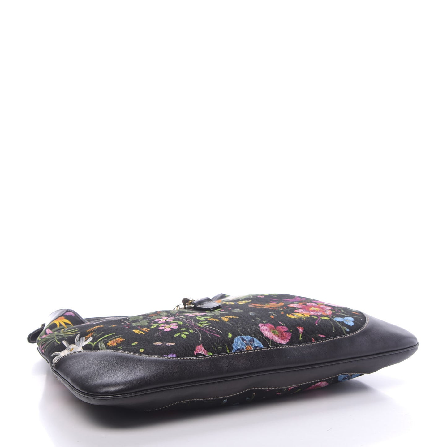 Canvas Floral Flora Large Jackie O Bouvier Hobo Black