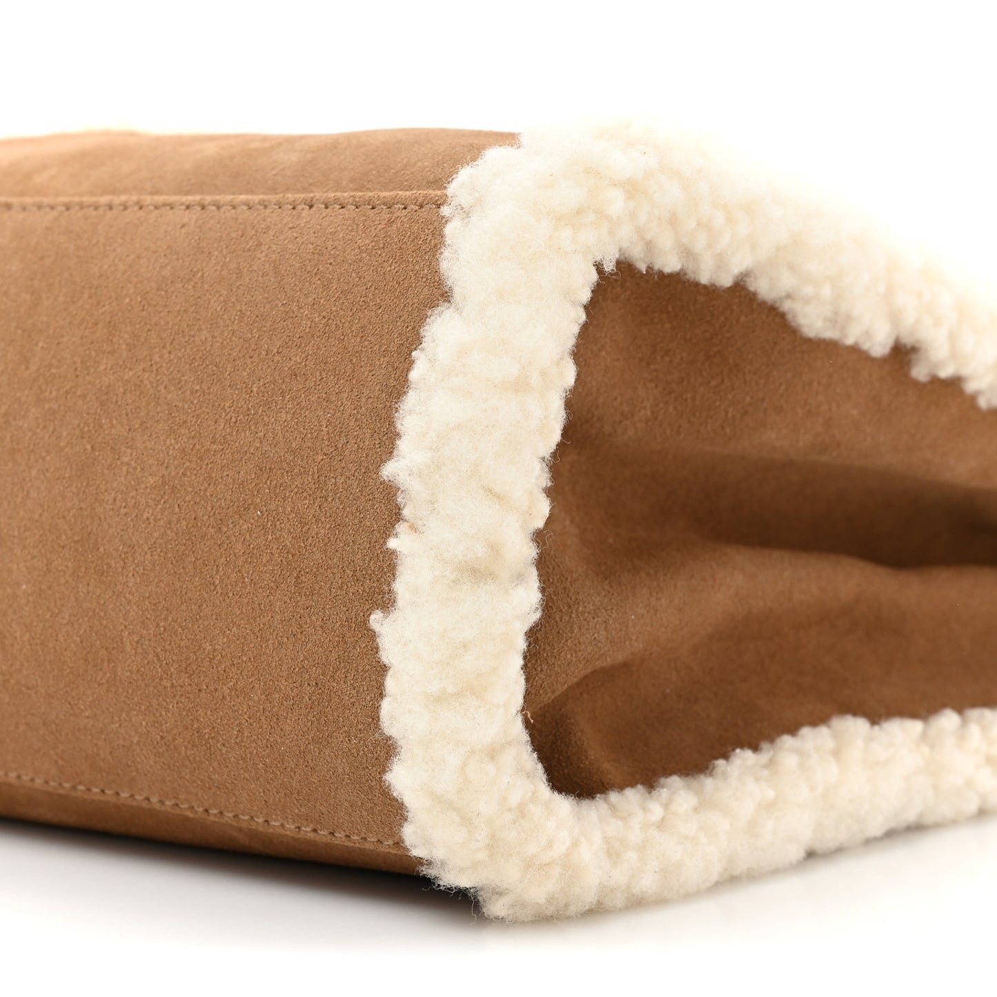 X UGG Suede Shearling Medium Shopping Bag Chestnut
