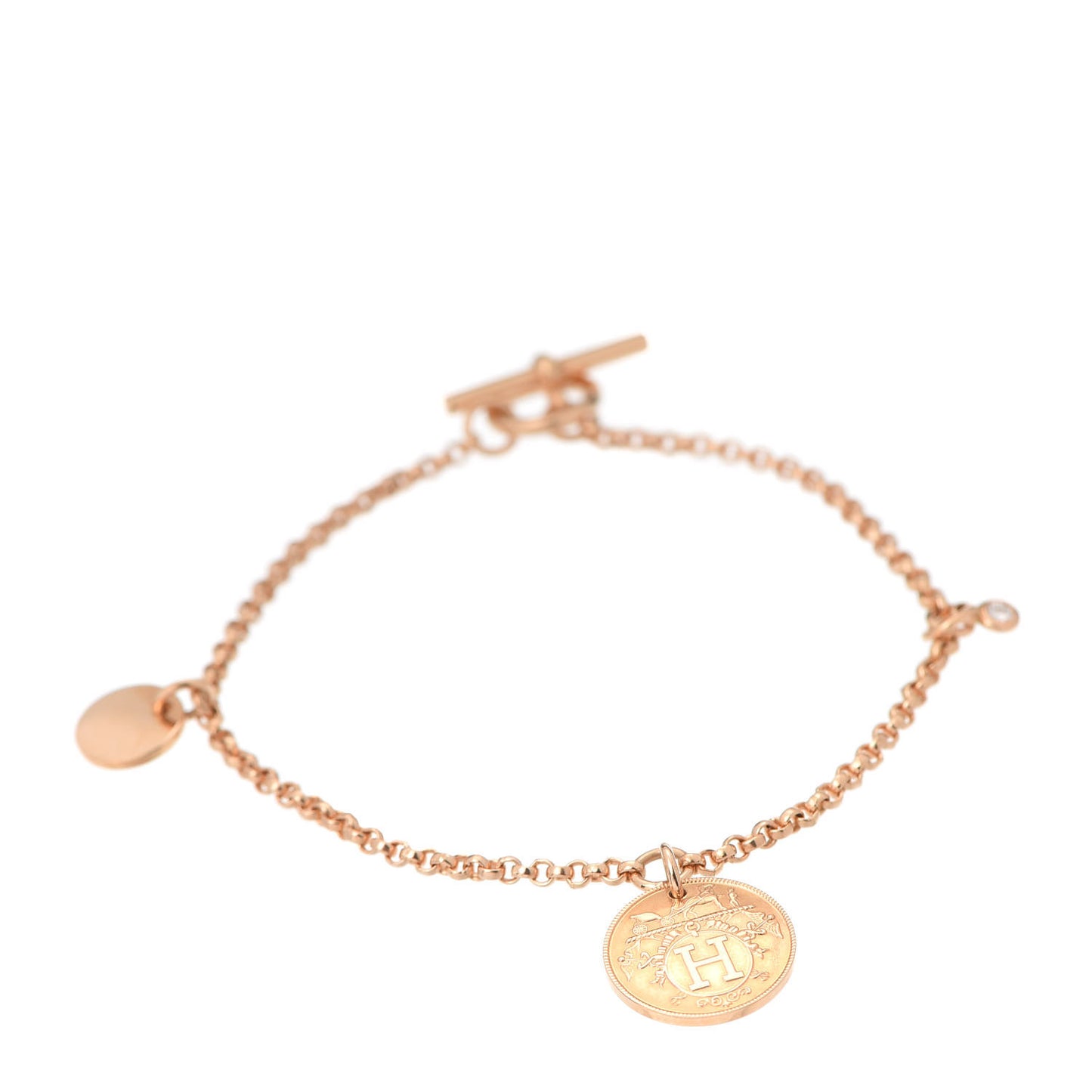 18K Rose Gold Diamond PM Ex-Libris Bracelet SH