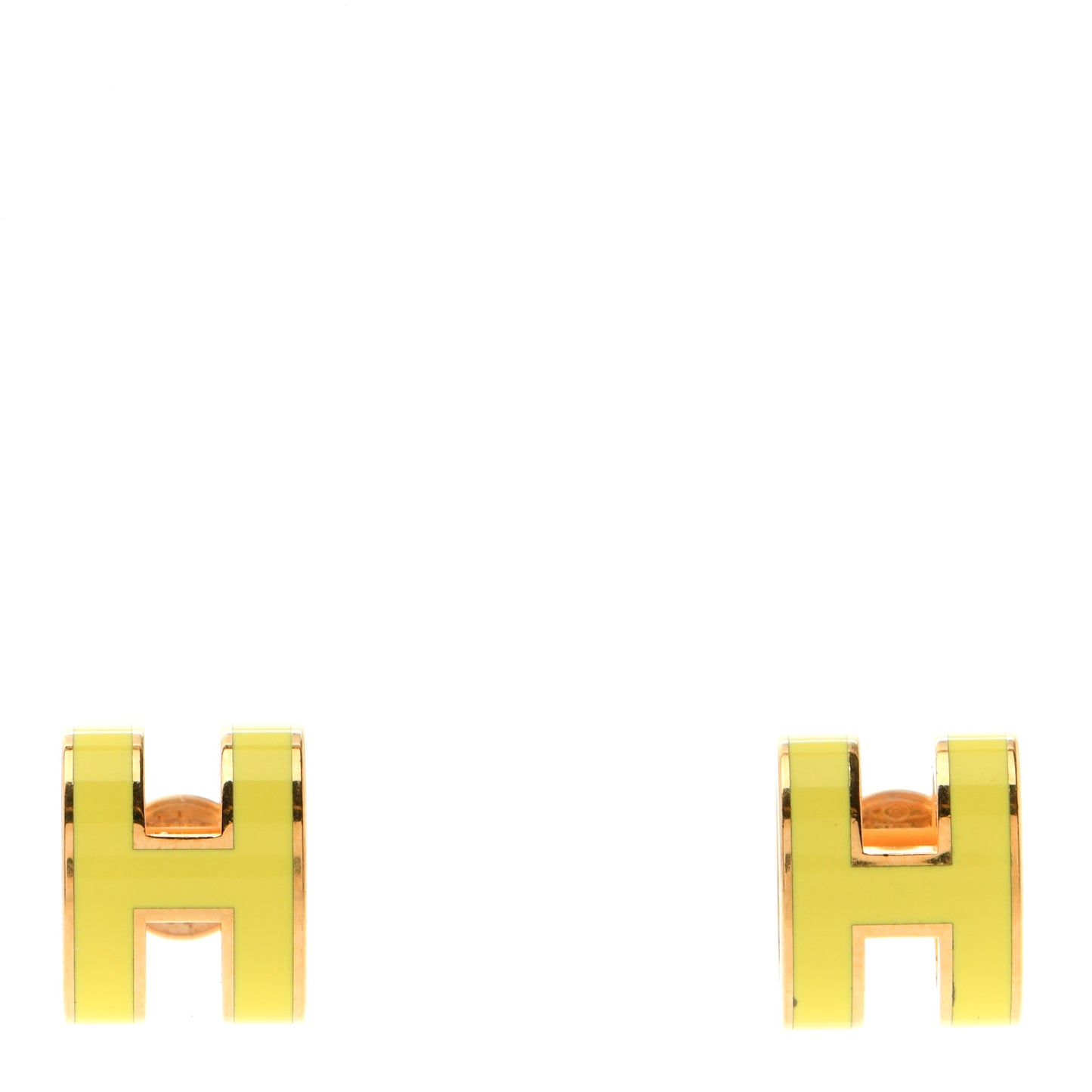 Gold Lacquered Mini Pop H Earrings Jaune Sature