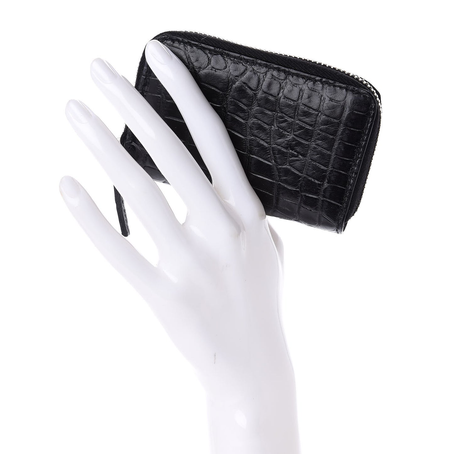 Crocodile Zip Around Card Case Black