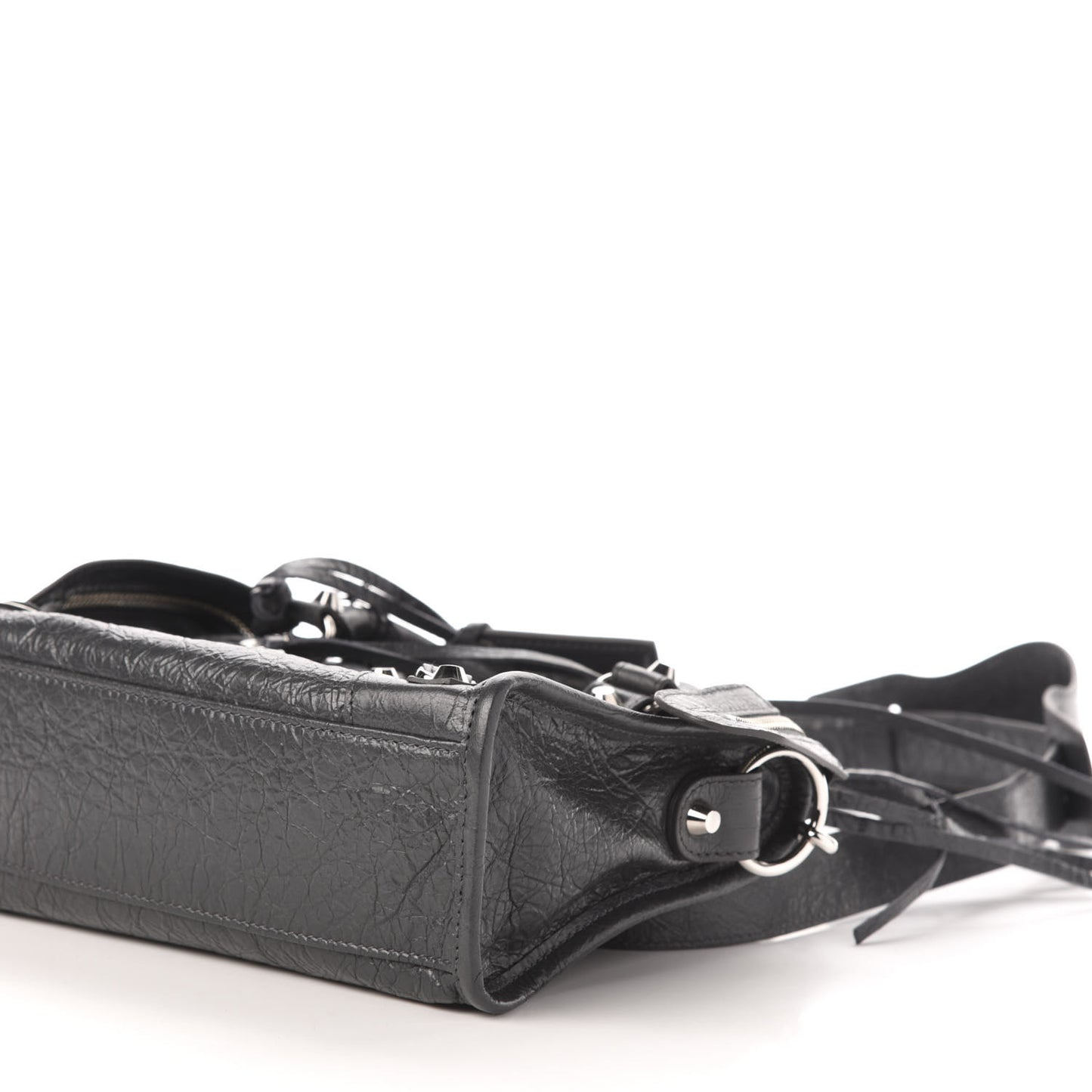 Agneau Classic Silver Hardware Mini City Gris Fossile