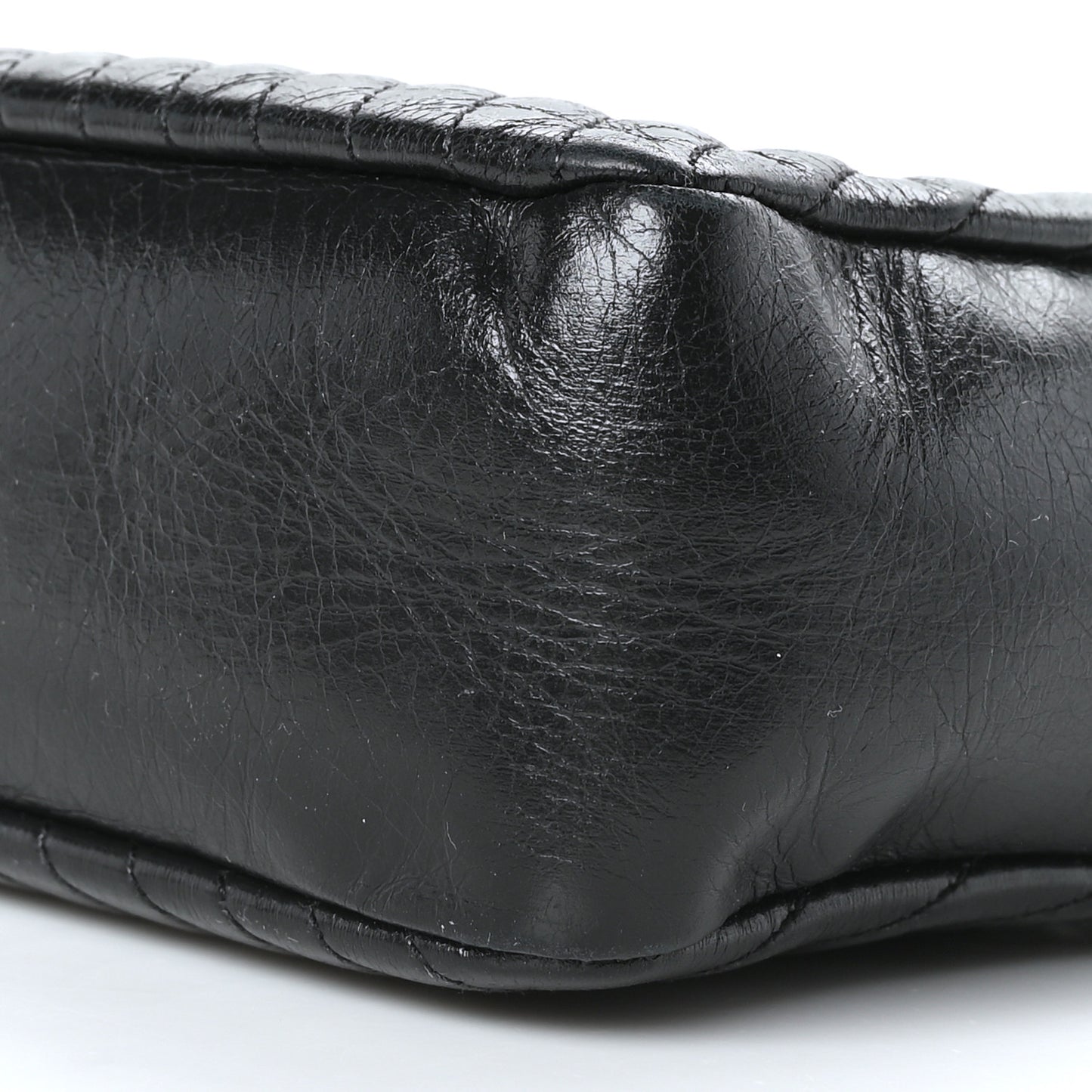 Cracked Shiny Calfskin Matelasse Monogram Lou Camera Bag Black