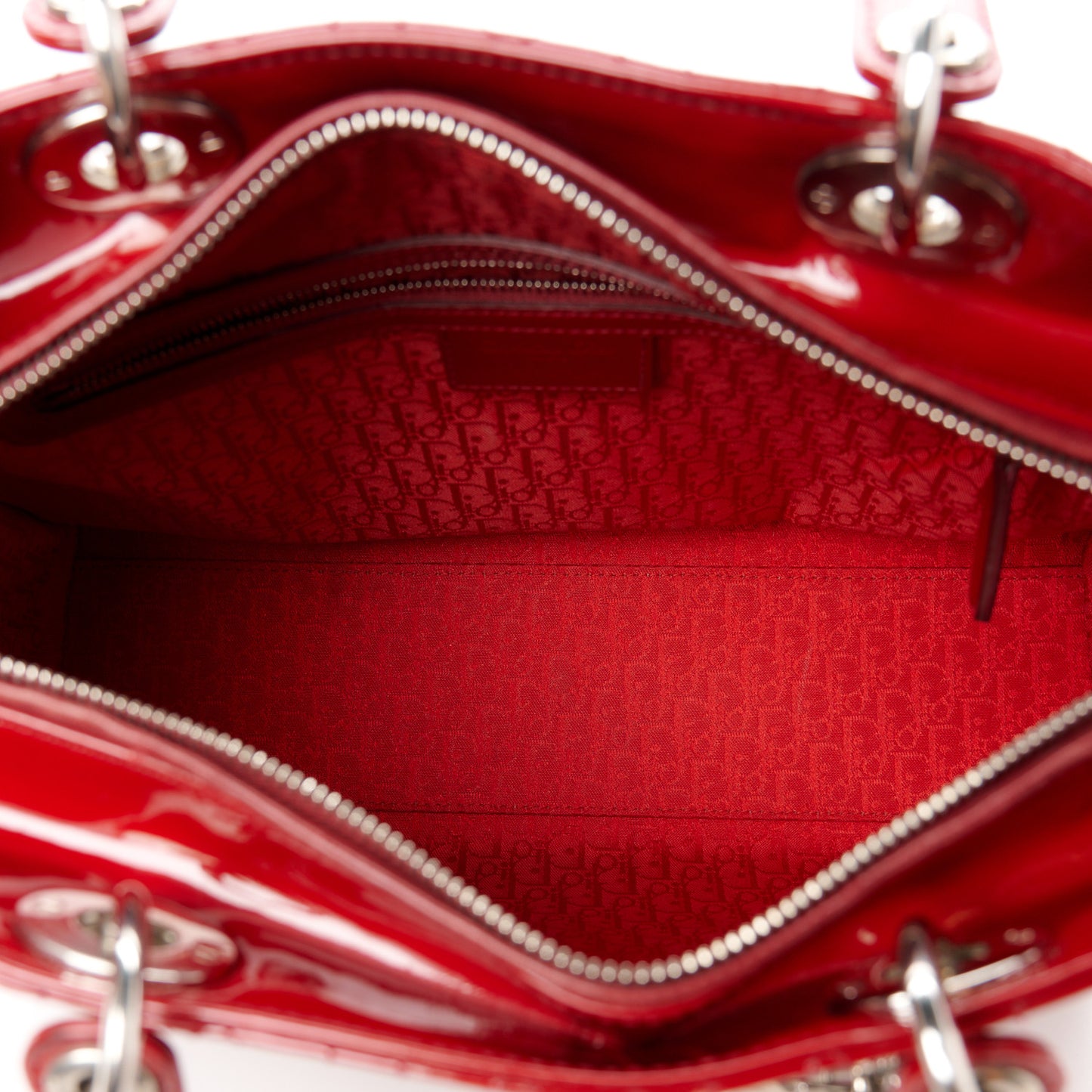 Patent Cannage Large Lady Dior Red