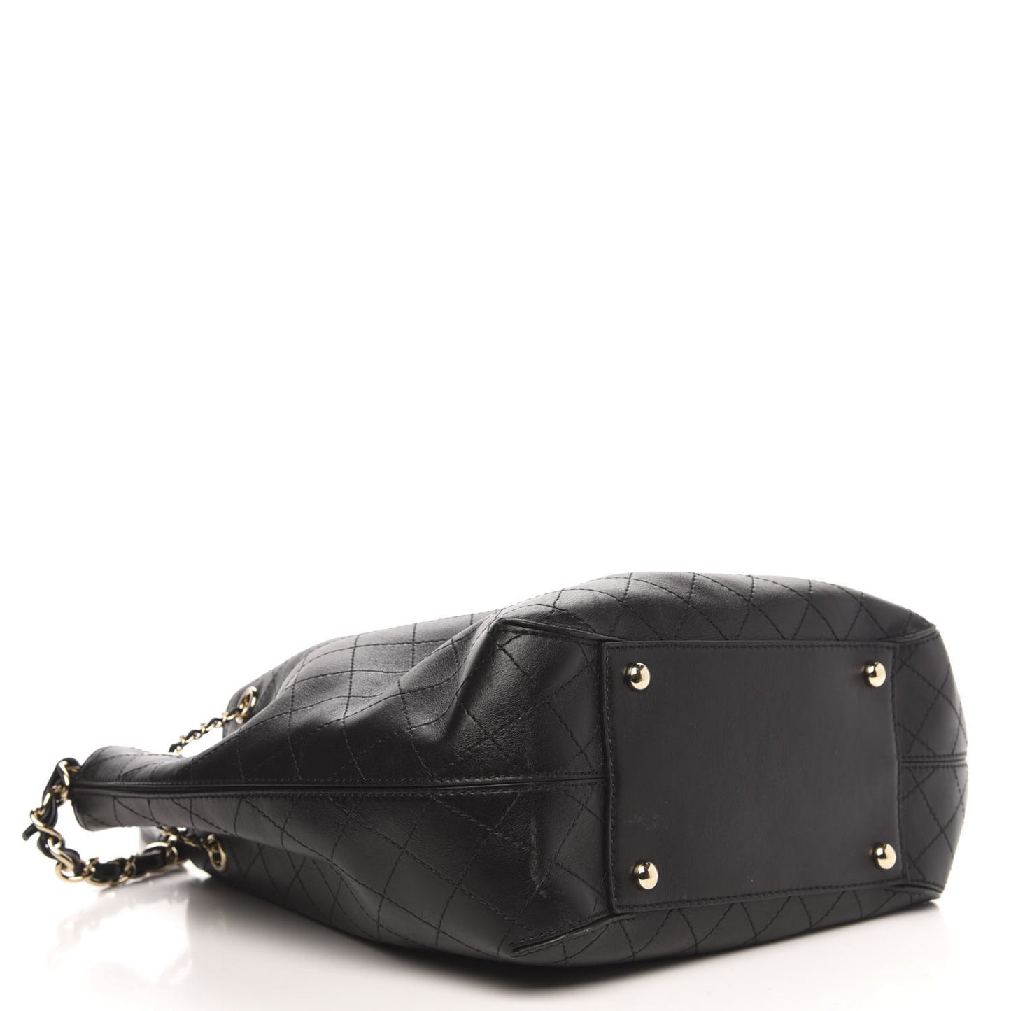 Calfskin Stitched Drawstring Bag Black