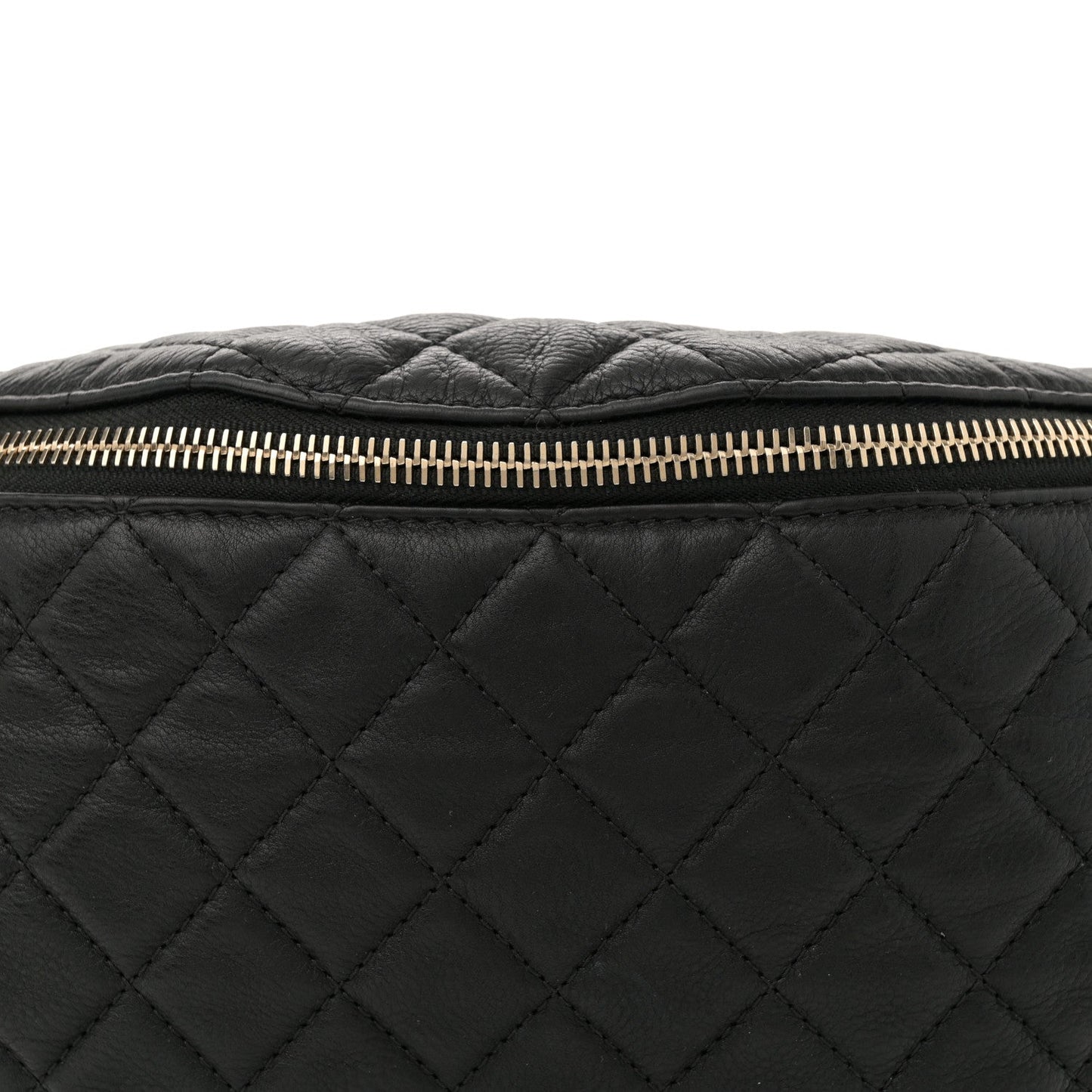 Calfskin Quilted Banane Waist Bag Fanny Pack Black