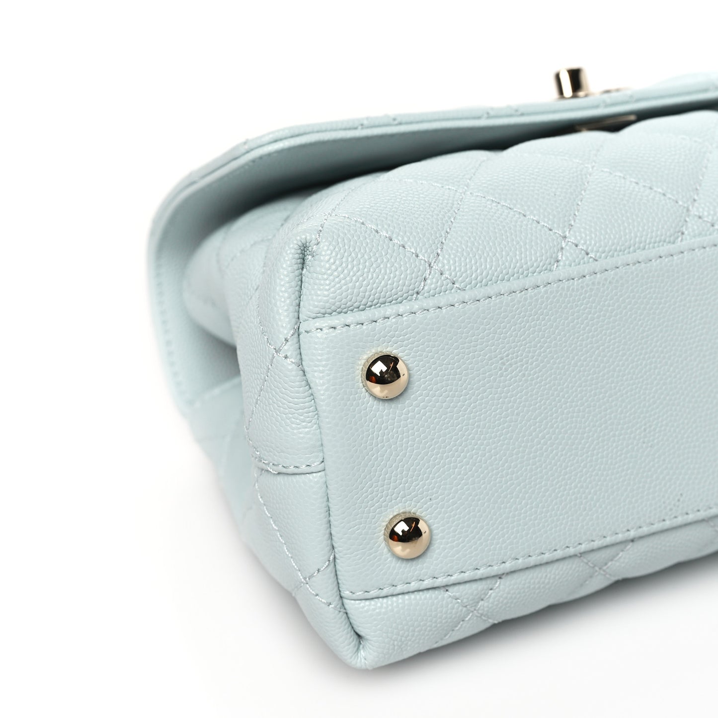 Caviar Quilted Mini Coco Handle Flap Light Blue