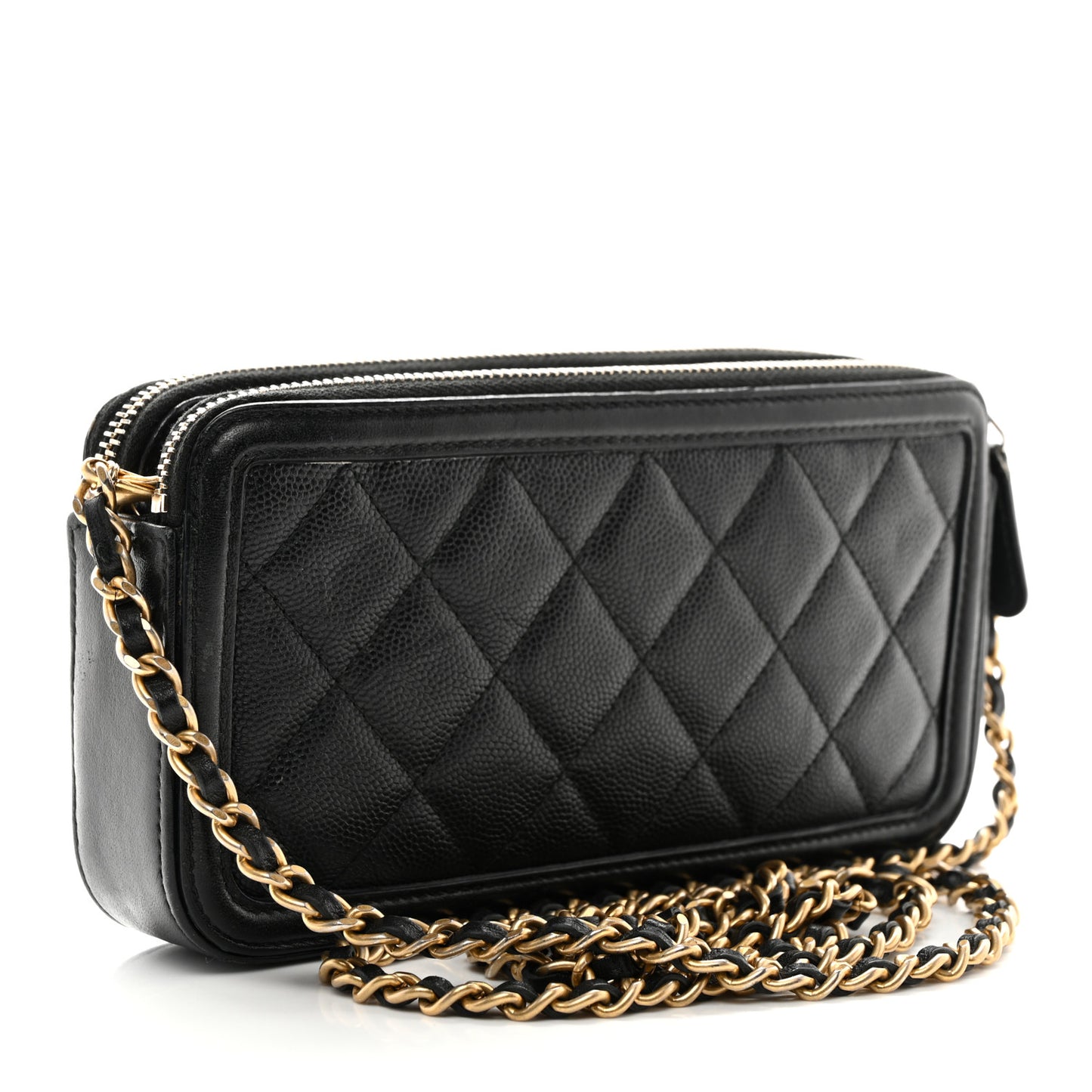 Caviar Quilted CC Filigree Clutch With Chain Black