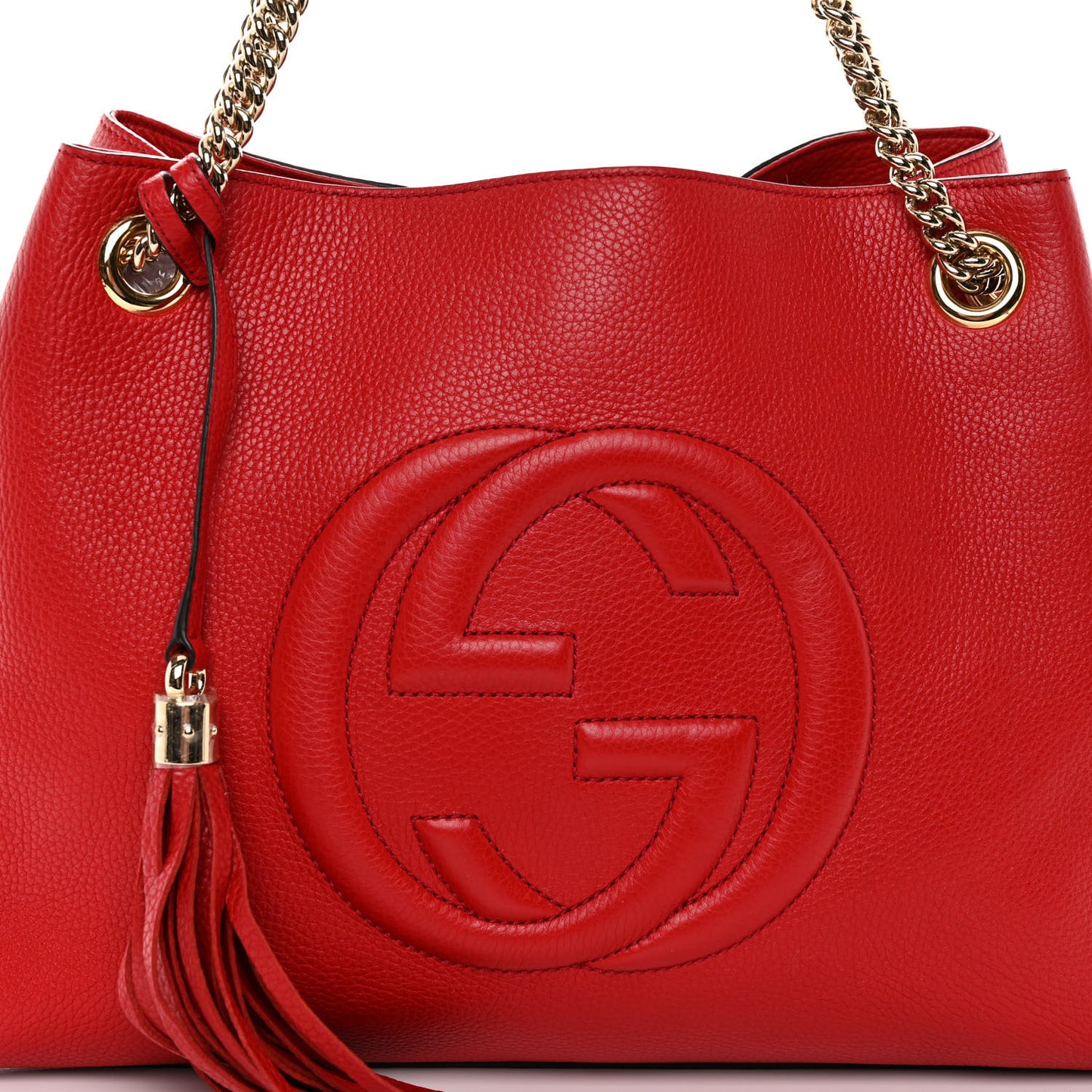 Pebbled Calfskin Medium Soho Chain Shoulder Bag Tabasco Red