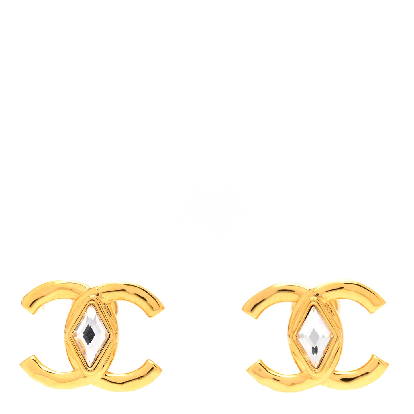 Crystal Studded CC Earrings Gold