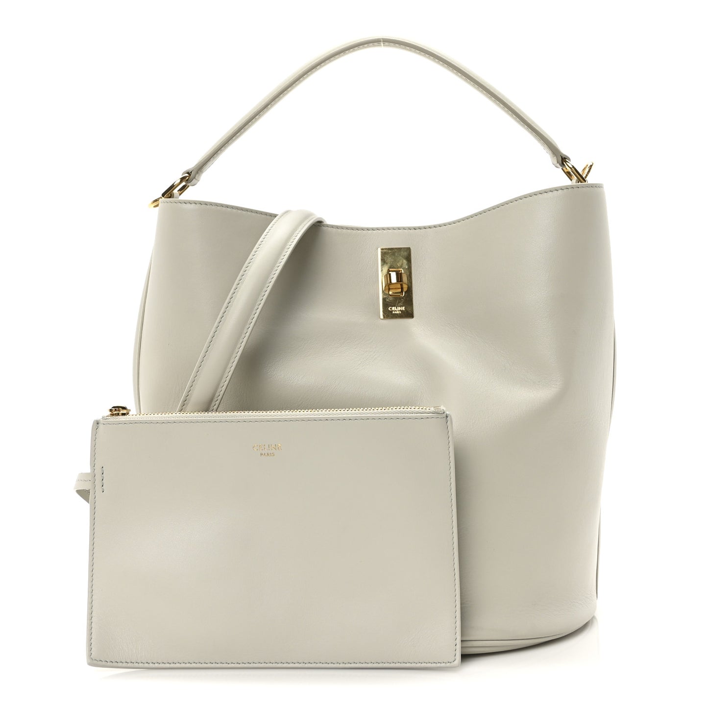 Smooth Calfskin Bucket 16 Light Stone