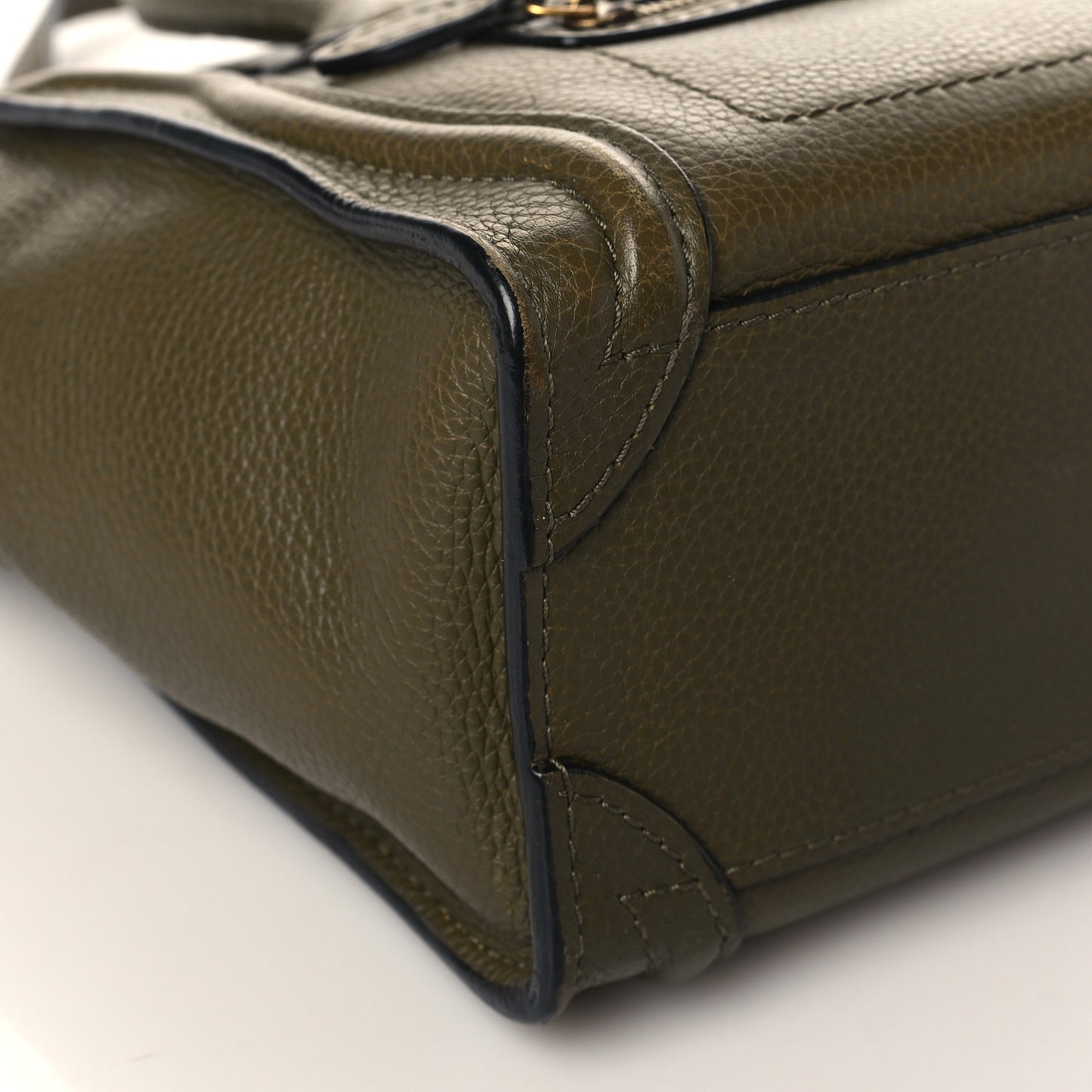 Drummed Calfskin Nano Luggage Dark Olive