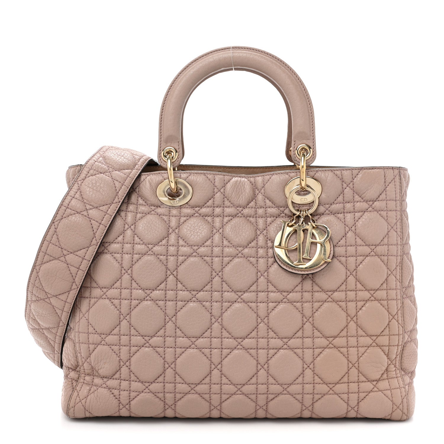 Christian Dior Grained Calfskin Cannage Large Lady Dior Light Pink 1 of 12