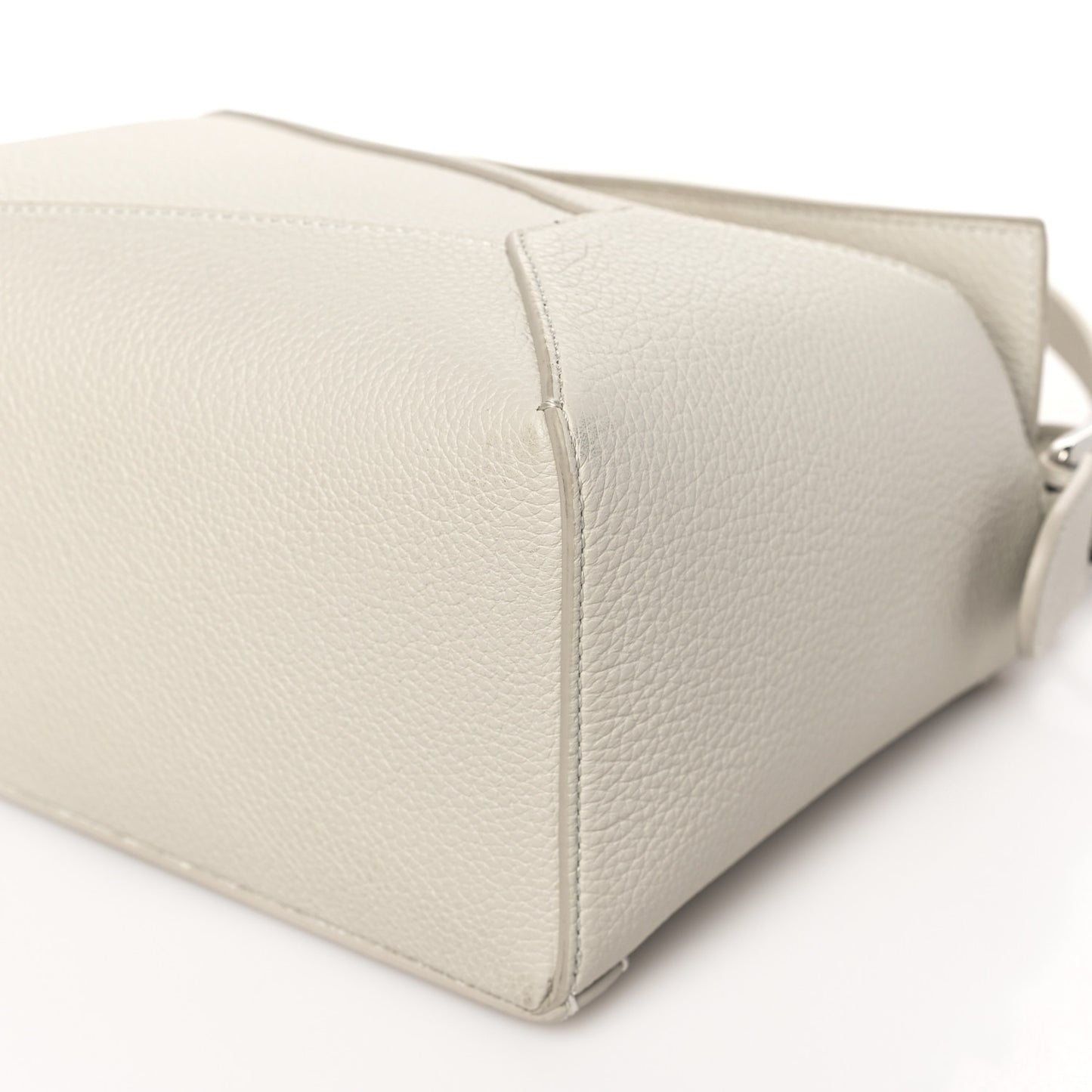 Soft Grained Small Puzzle Edge Bag Soft White