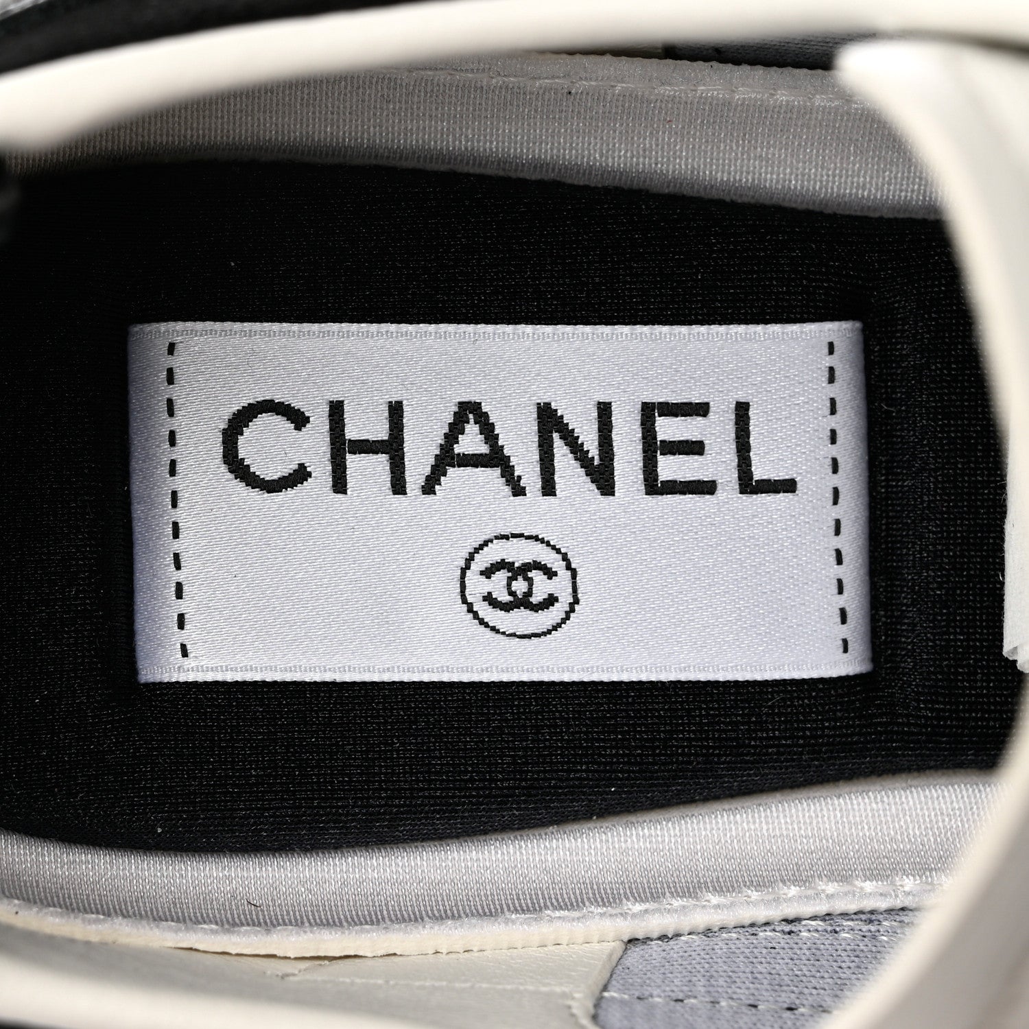 Chanel Suede Calfskin Fabric CC Sneakers 37 Black White 7 of 10