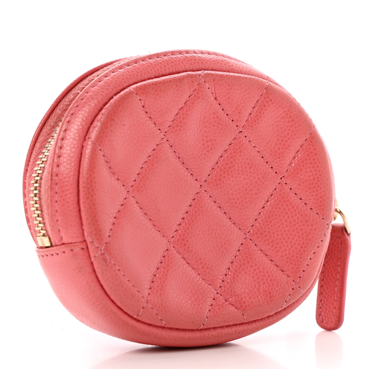 Chanel Caviar Quilted Zip Around Classic Coin Purse Pink 3 of 11