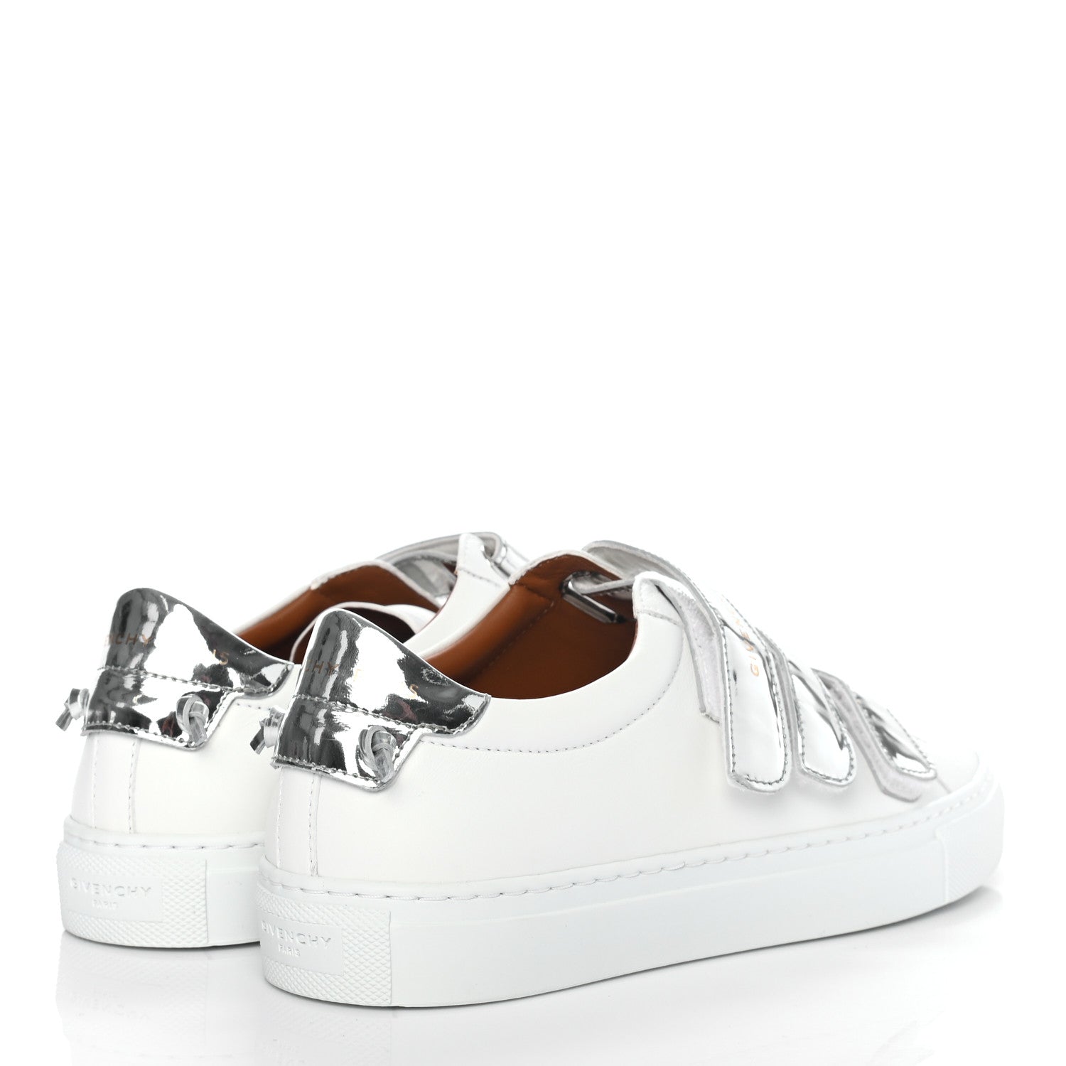Givenchy Metallic Calfskin Velcro Strap Womens Urban Street Sneakers 37 White Silver 4 of 8