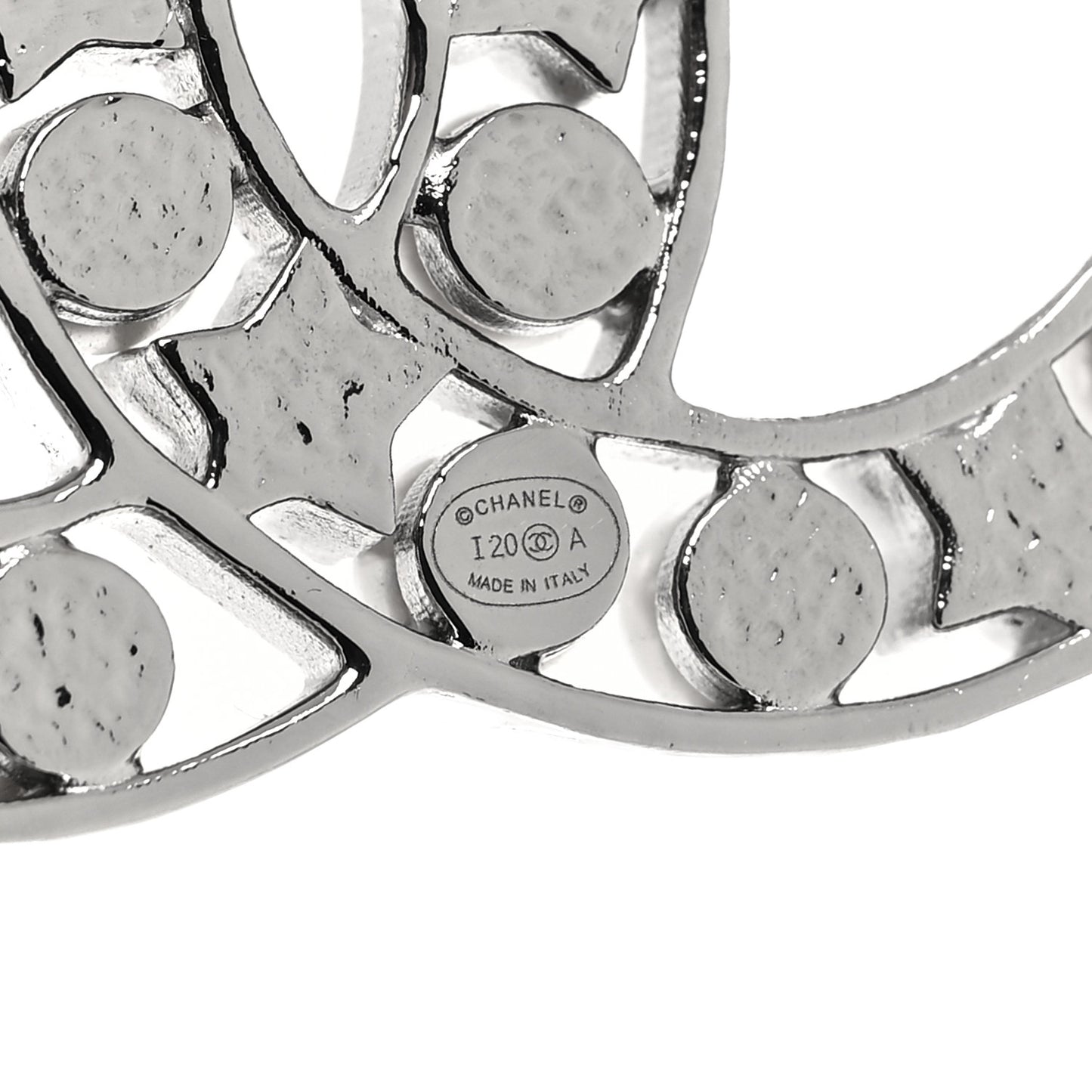 Pearl Crystal Star CC Brooch Silver