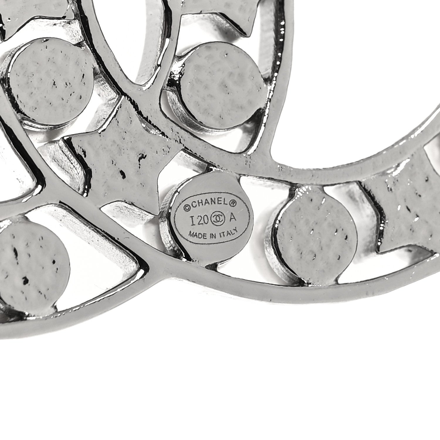 Chanel Pearl Crystal Star CC Brooch Silver 3 of 4