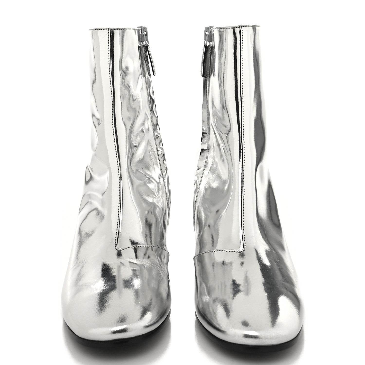 Balenciaga Miroir Calfskin Ankle Booties 38.5 Argent 2 of 7