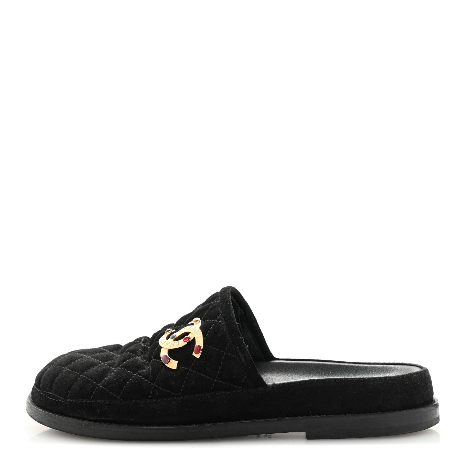 Chanel Suede Stitched Resin CC Mules 38.5 Black 1741036 – FASHIONPHILE