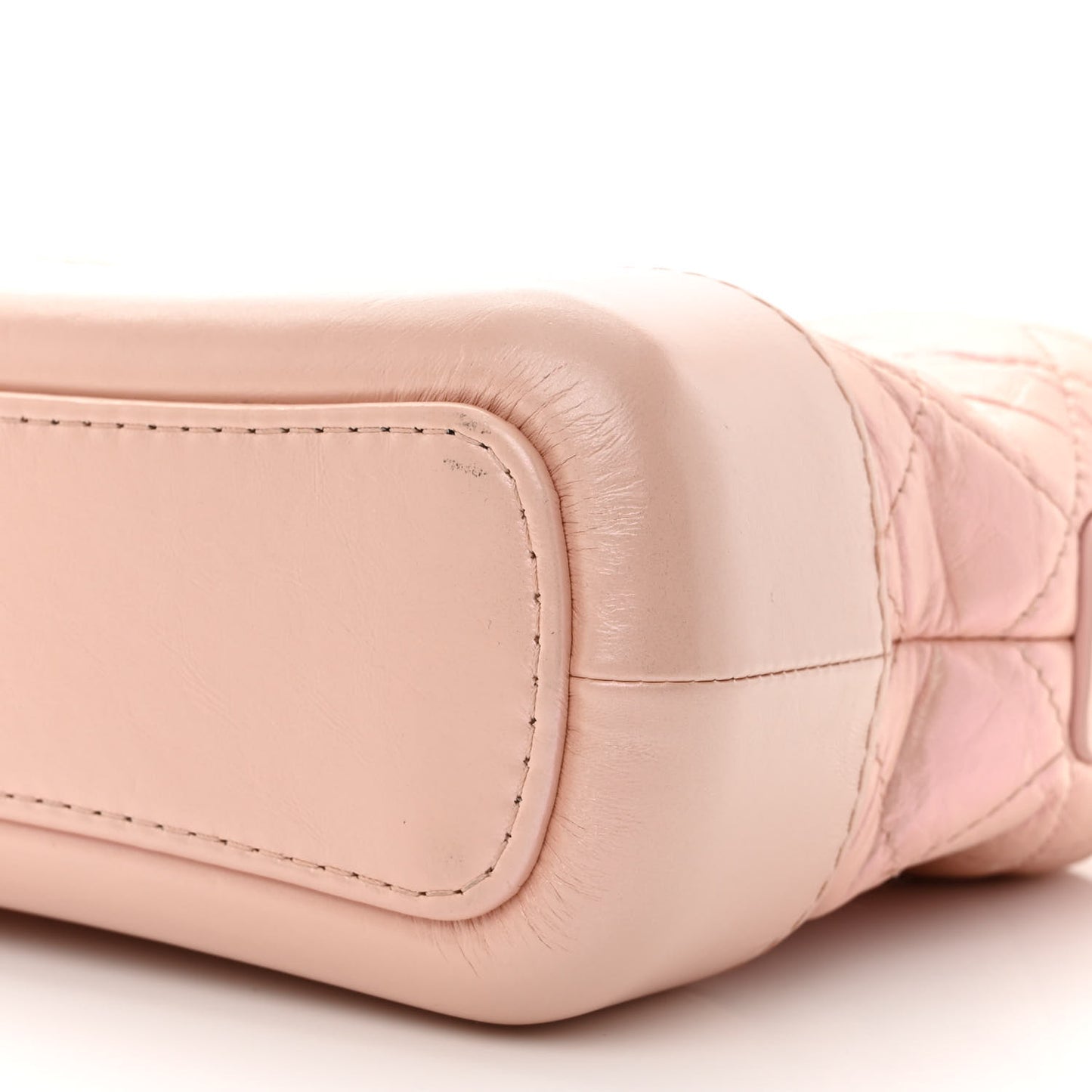 Iridescent Aged Calfskin Quilted Small Gabrielle Hobo Rose