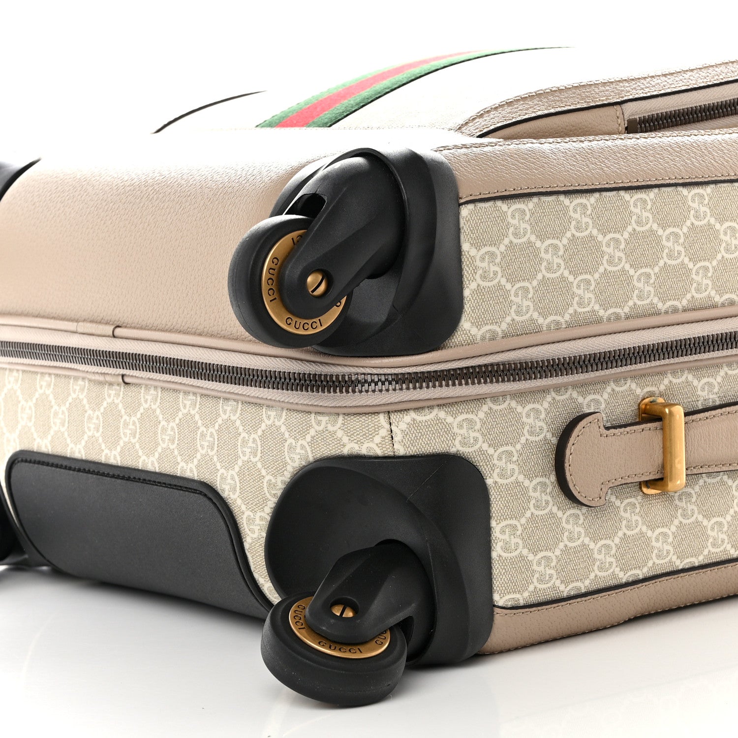 Gucci GG Supreme Monogram Textured Dollar Calfskin Web Small Savoy Cabin Trolley Beige Mystic White Oatmeal 10 of 10