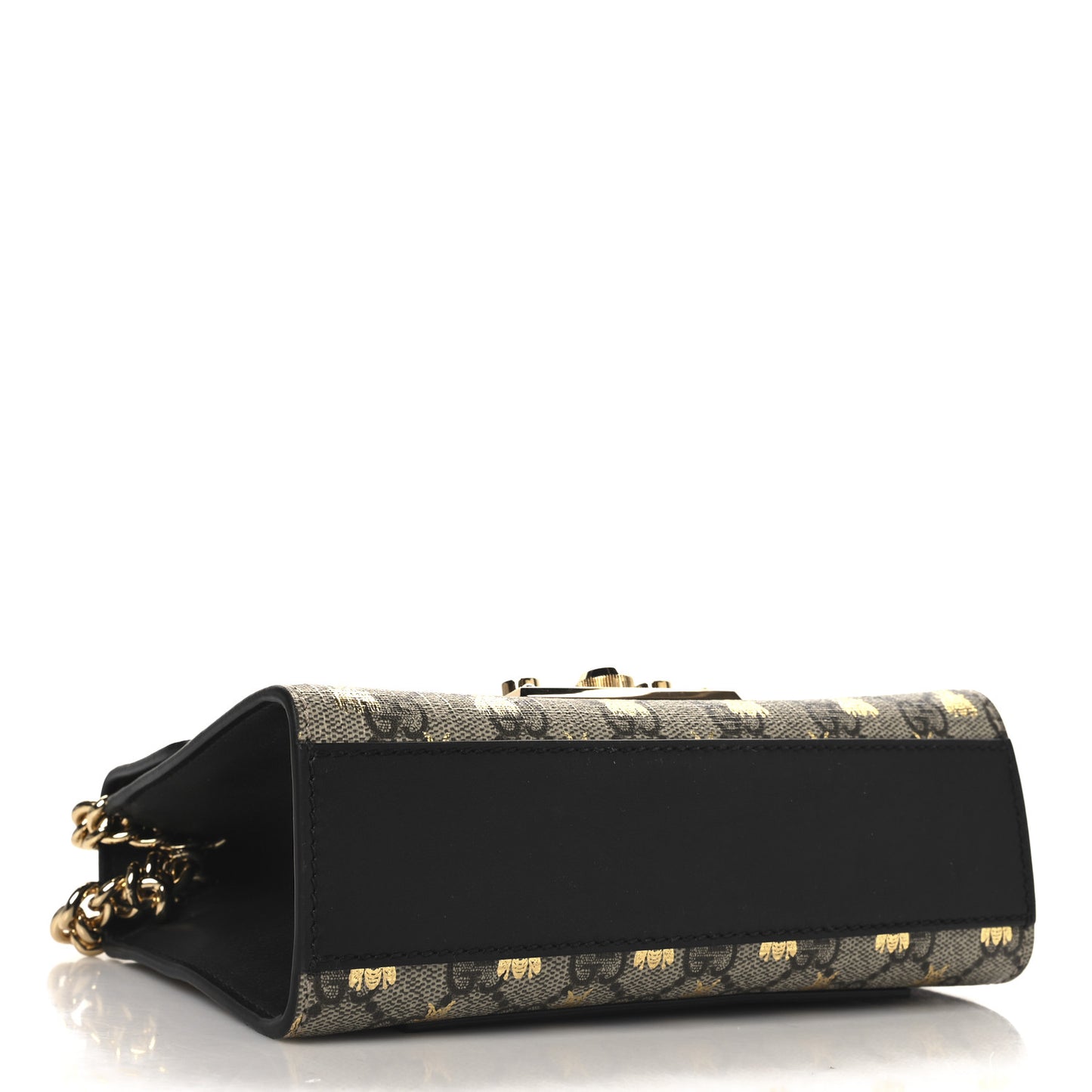 GG Supreme Monogram Bees Small Padlock Shoulder Bag Black