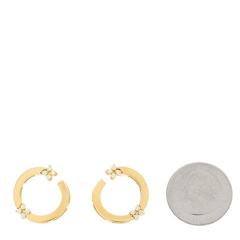 18K Yellow Gold Diamond Double Circle Earrings