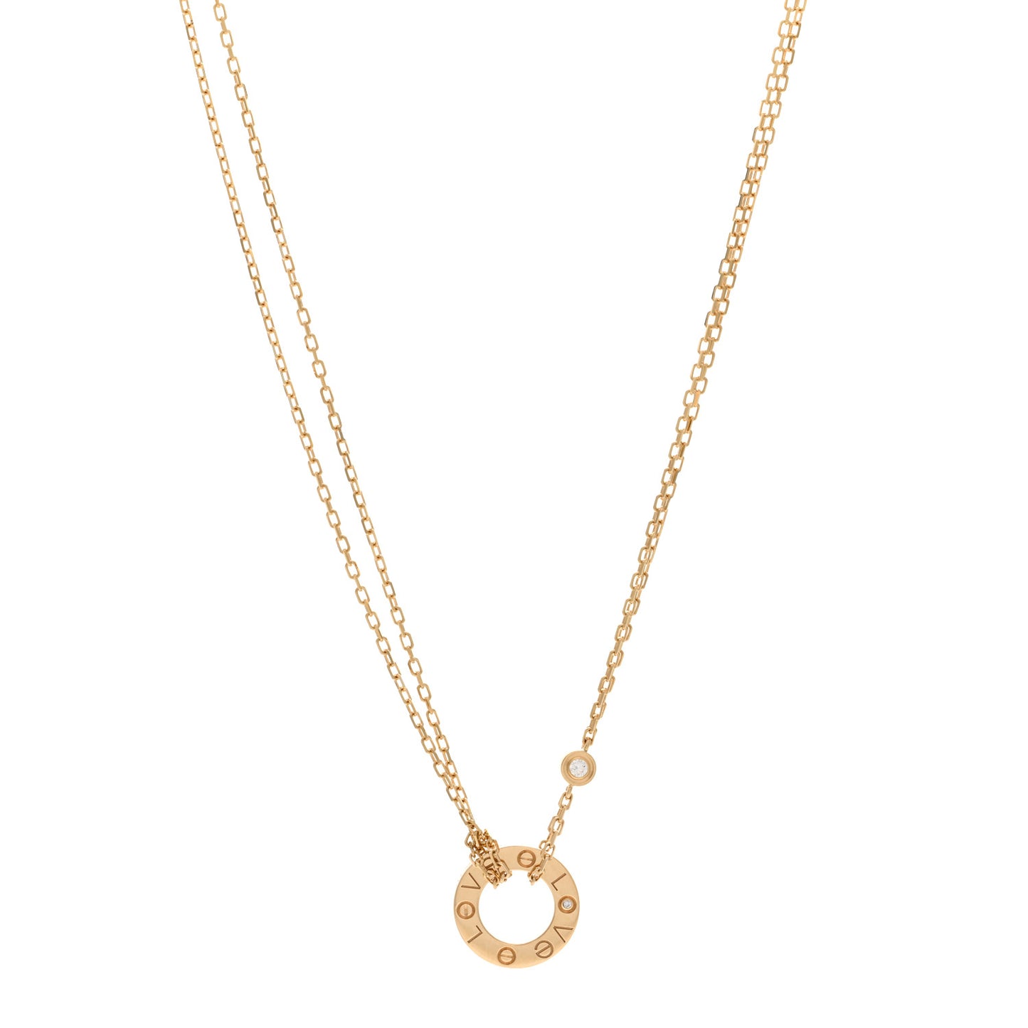 18K Yellow Gold 2 Diamond LOVE Necklace