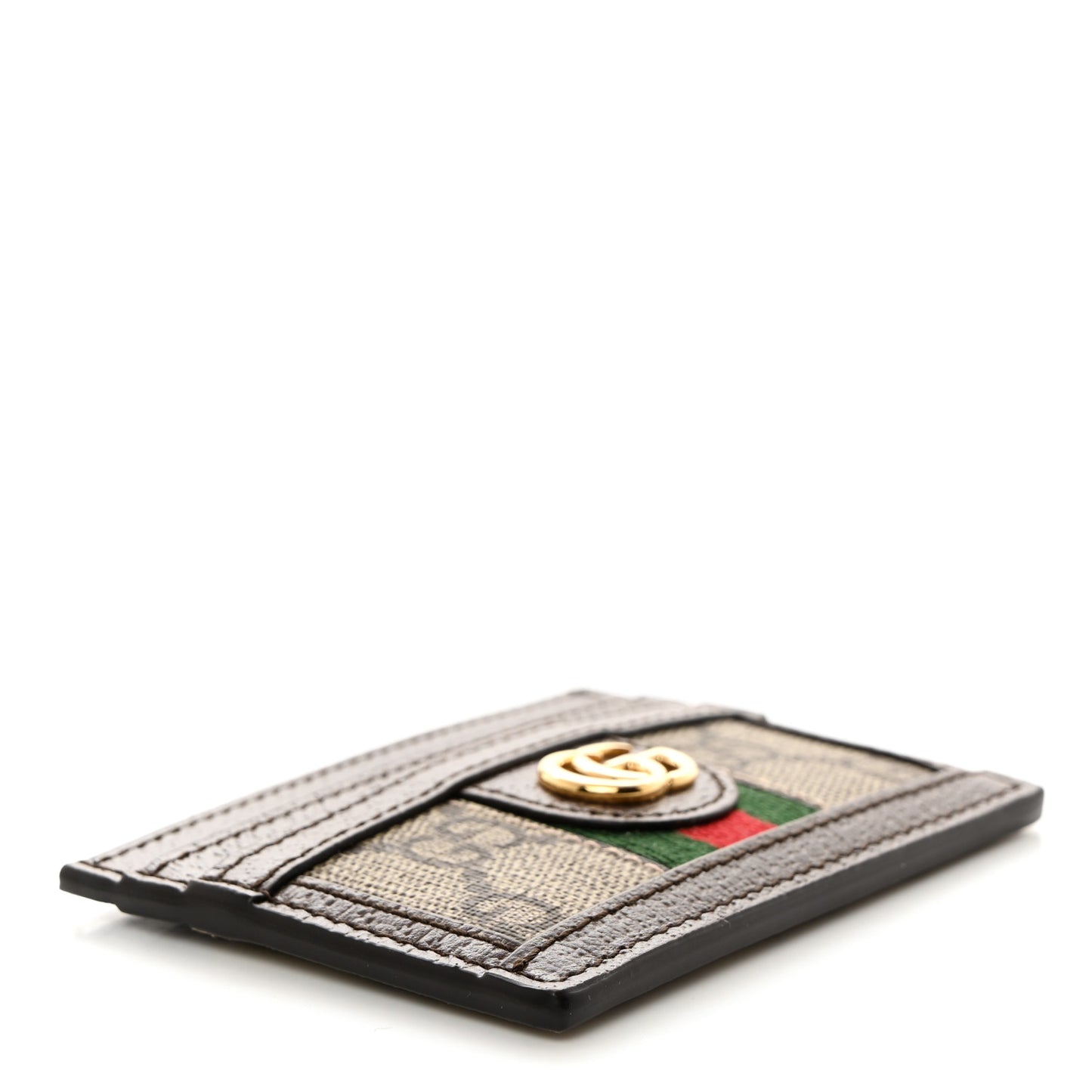 GG Supreme Monogram Textured Dollar Calfskin Ophidia Card Holder Beige Ebony New Acero