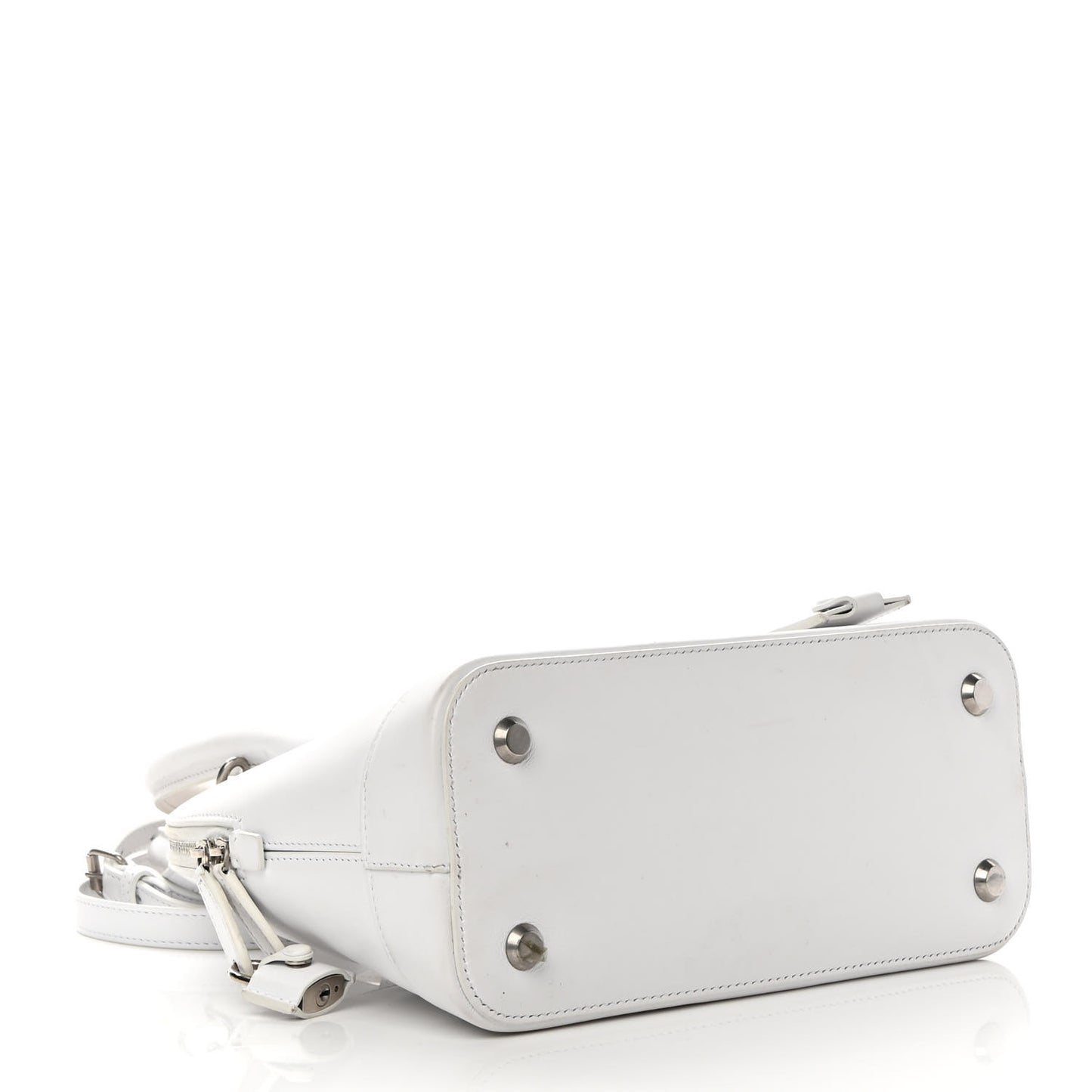 Smooth Calfskin 3D Logo S Ville Top Handle Bag White Screen Blue Black