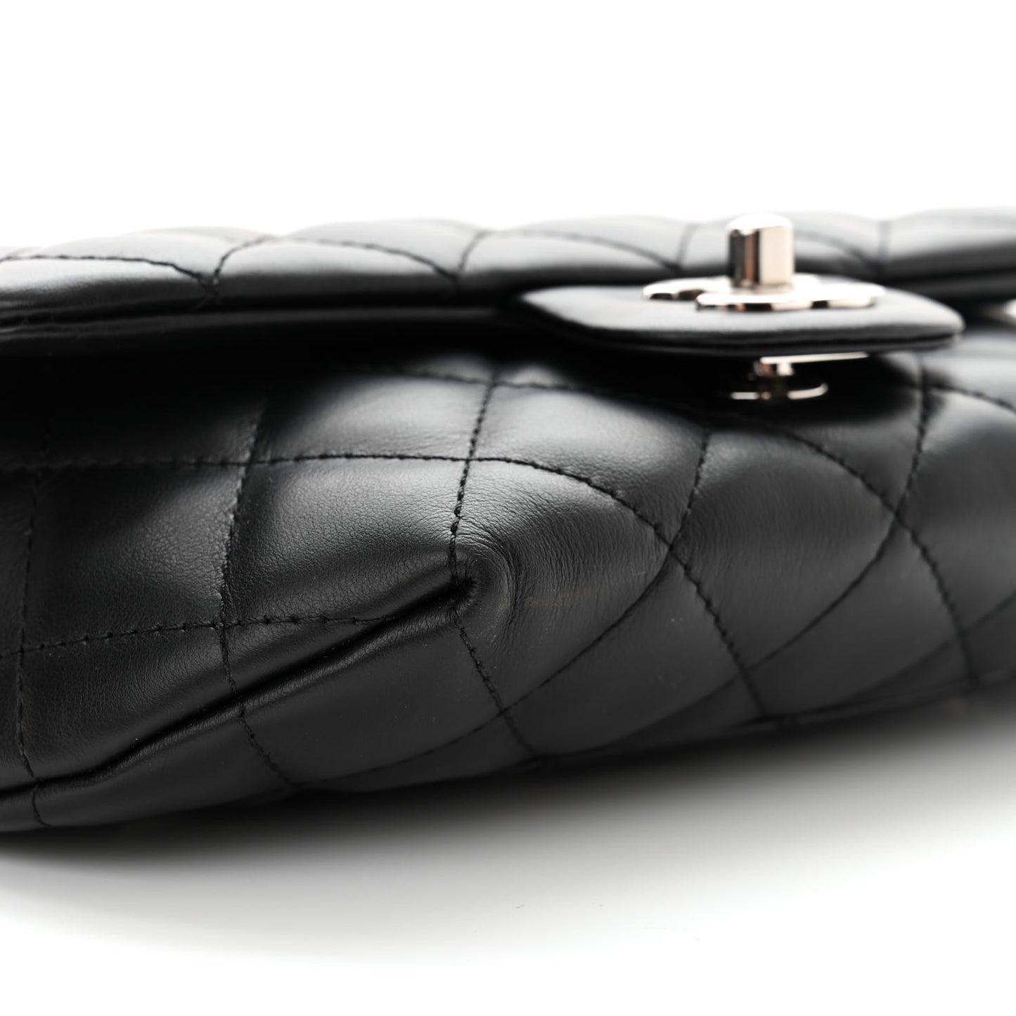 Calfskin Quilted CC Uniform Flap Belt Bag Black