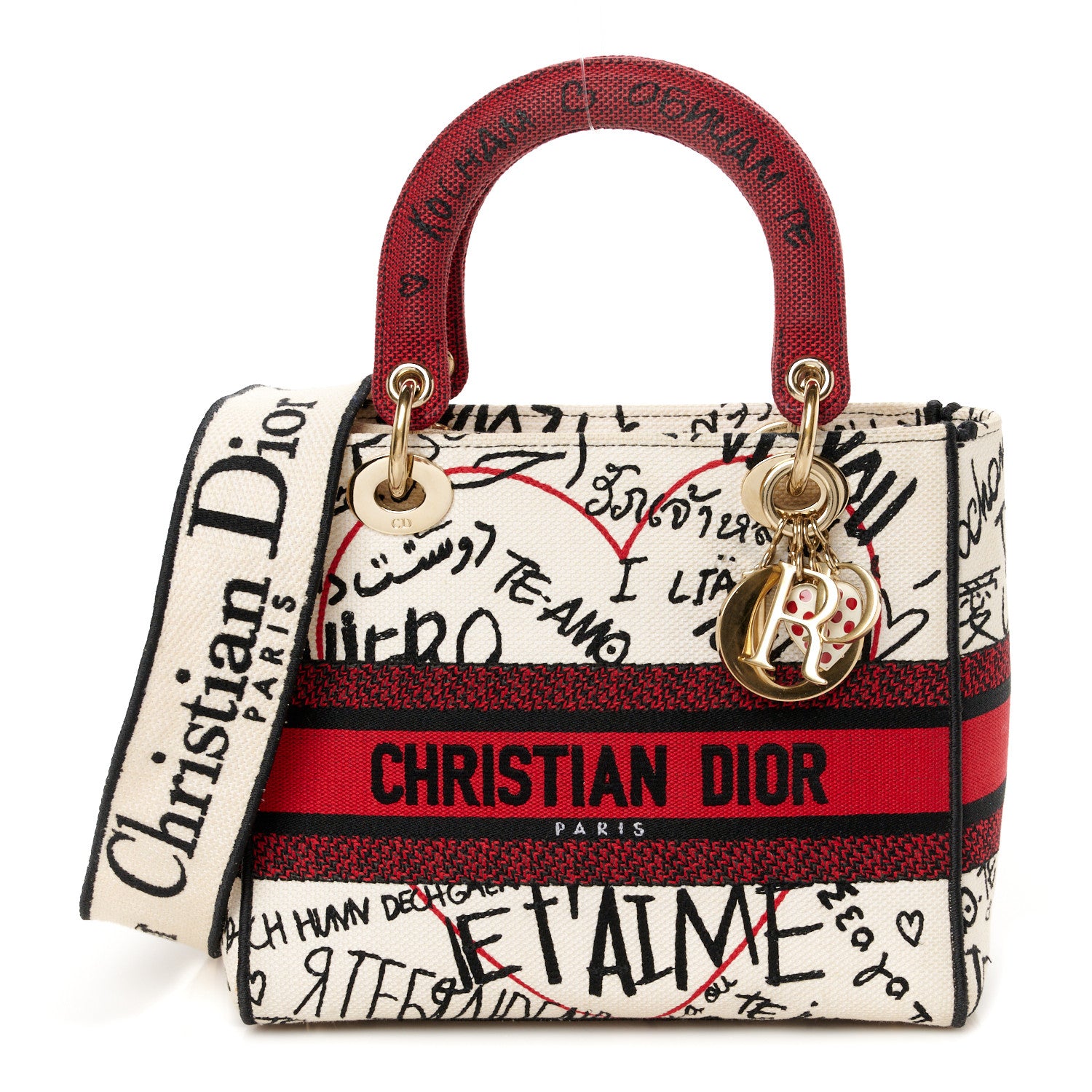 Christian Dior Canvas Medium DiorAmour Graffiti Lady D-Lite Latte
