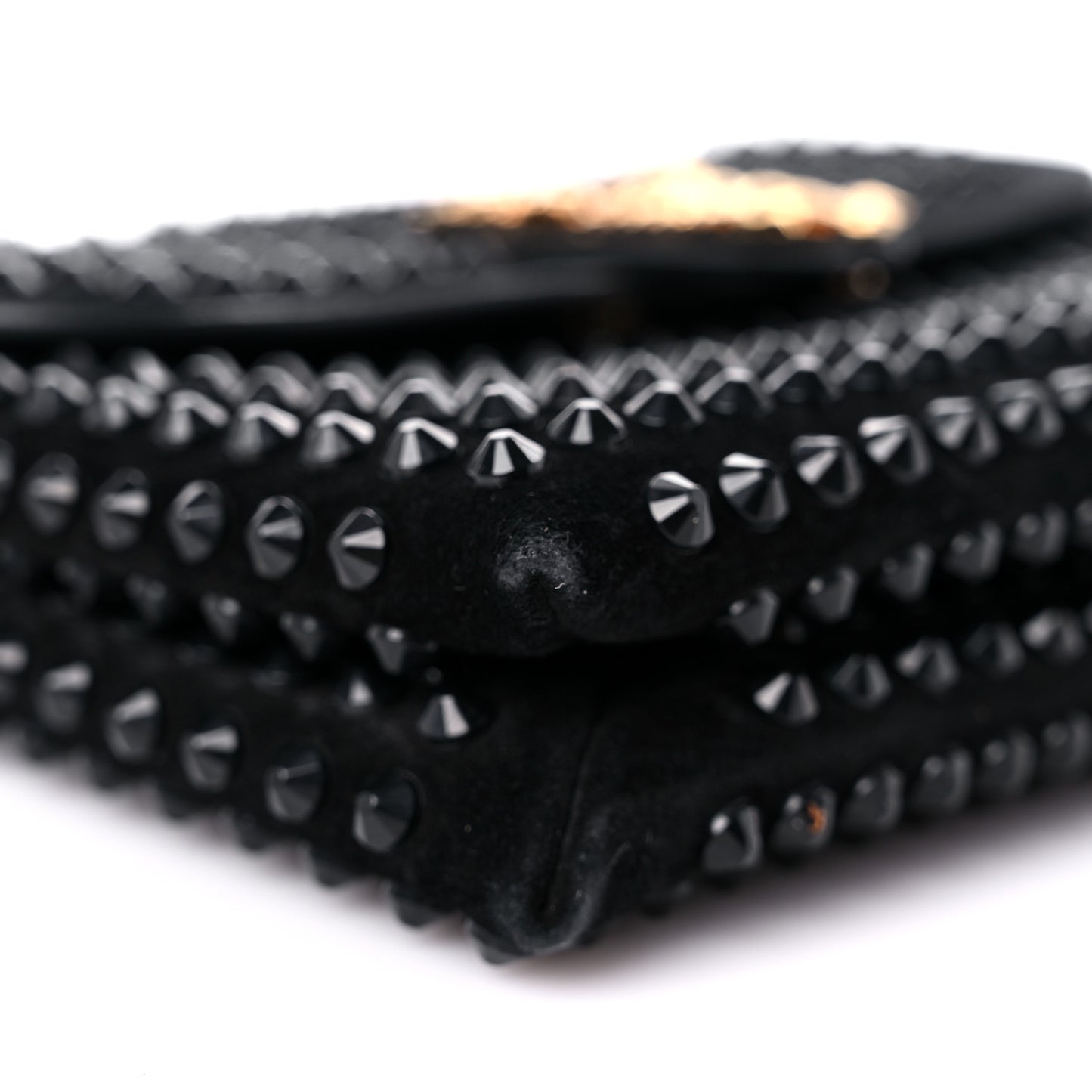 Suede Studded Virtus Chain Clutch Black