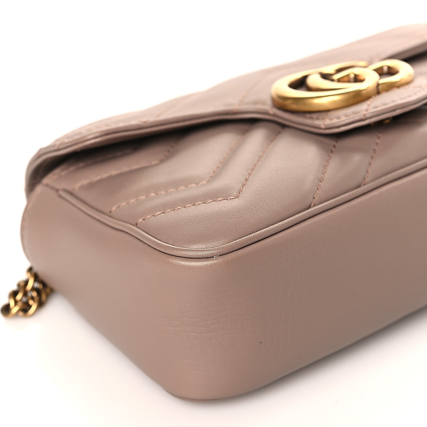 Calfskin Matelasse Super Mini GG Marmont Shoulder Bag Porcelain Rose