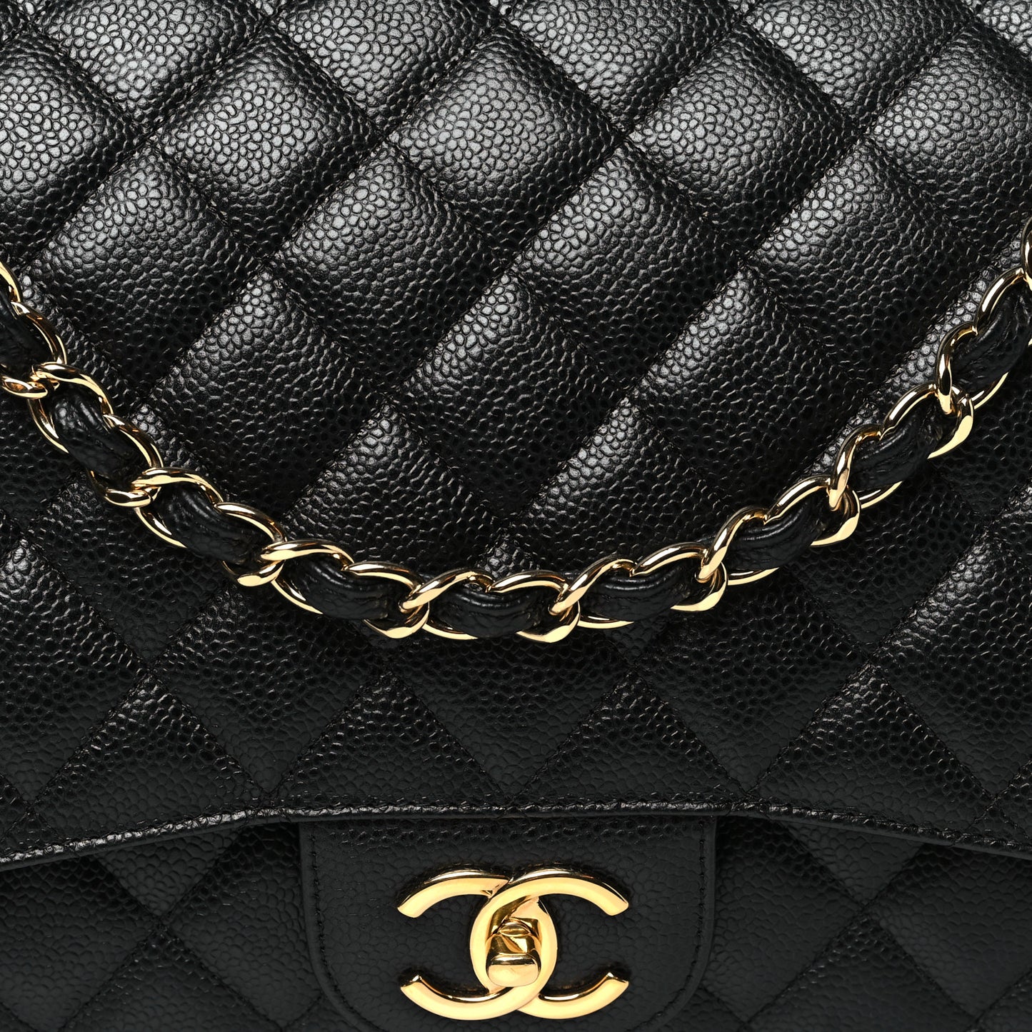 Caviar Quilted Maxi Double Flap Black