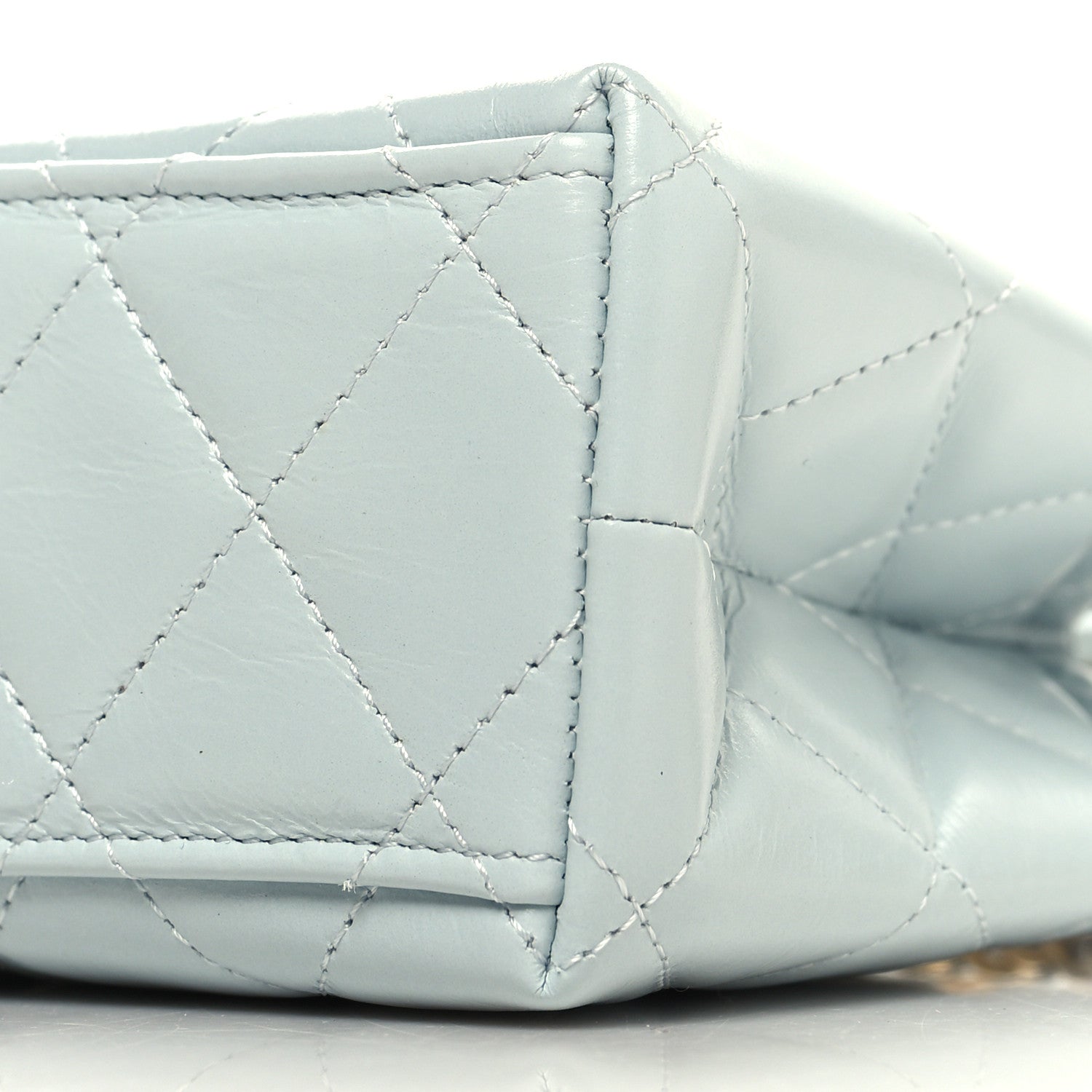 Chanel Shiny Aged Calfskin Quilted Nano Kelly Shopper Light Blue 10 of 11