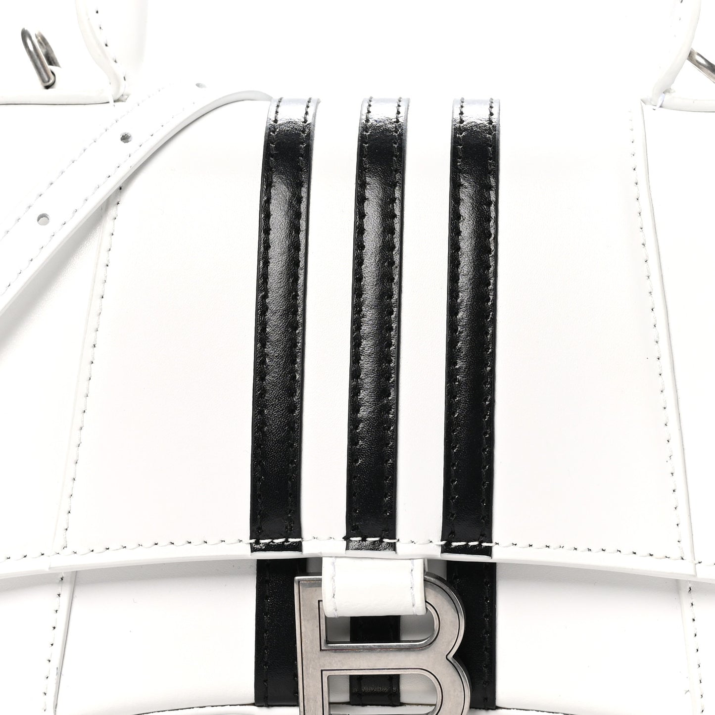 X ADIDAS Shiny Box Calfskin Hourglass Top Handle Bag XS Off White