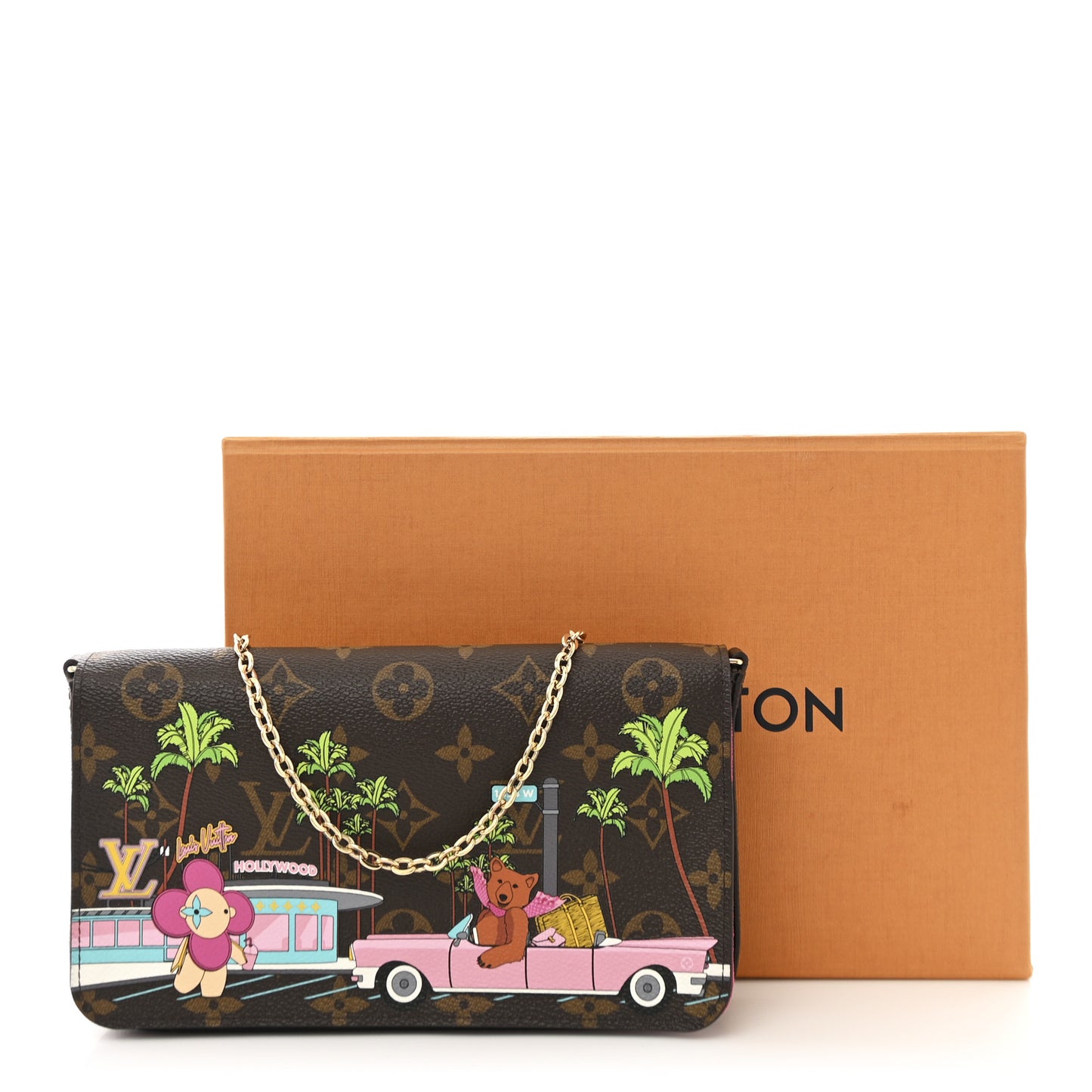 Monogram 2021 Christmas Animation Hollywood Pochette Felicie Chain Wallet Fuchsia