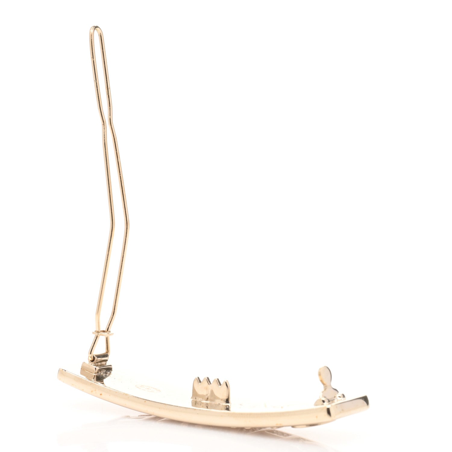 Chanel Metal Crystal Logo Hair Clip Gold 3 of 4