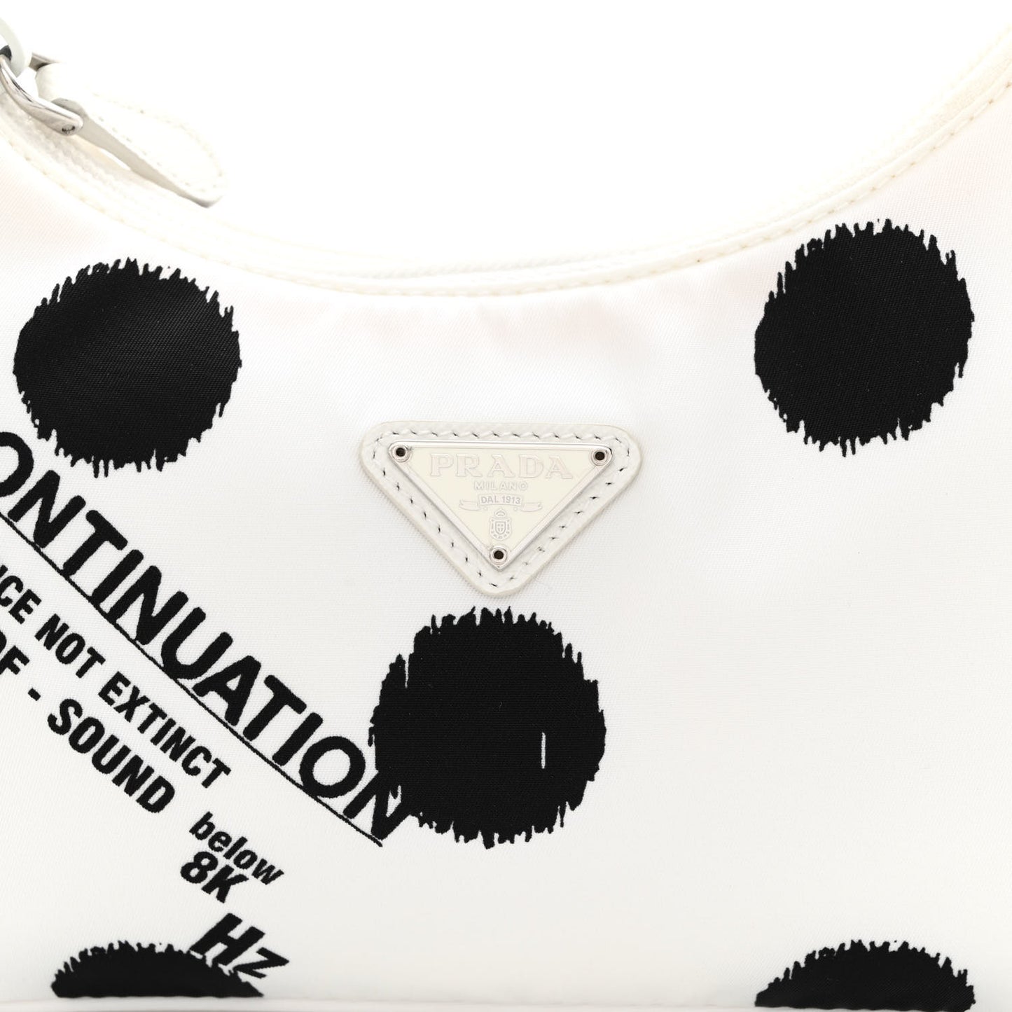 Tessuto Nylon Polka-Dot Mini Re-Edition 2000 Bag White Black