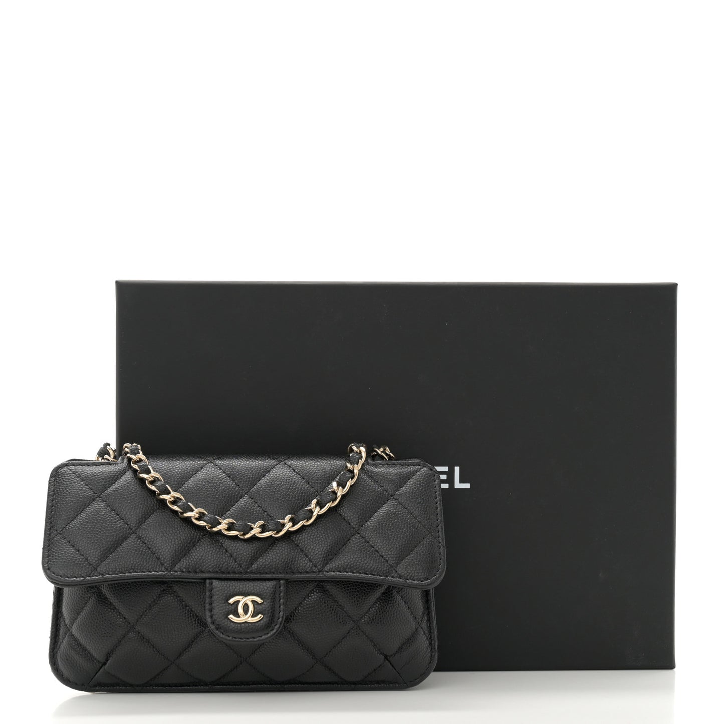 Caviar Fabric Graffiti Foldable Tote Bag With Chain Black Multicolor