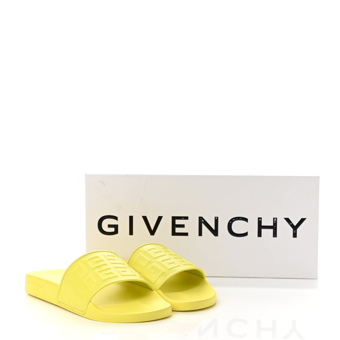 Rubber Logo 4G Pool Slide Sandals 38 Fluo Yellow