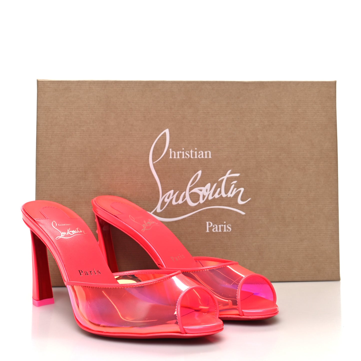 Patent Iridescent SPike 85 Slide Sandals 36.5 Fluo Pink