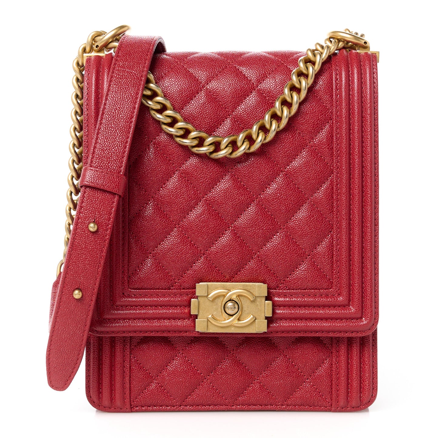 Caviar Quilted North South Boy Flap Red