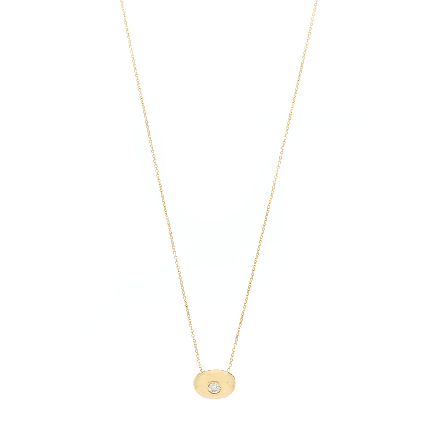 18K Yellow Gold Diamond Bean Pendant Necklace