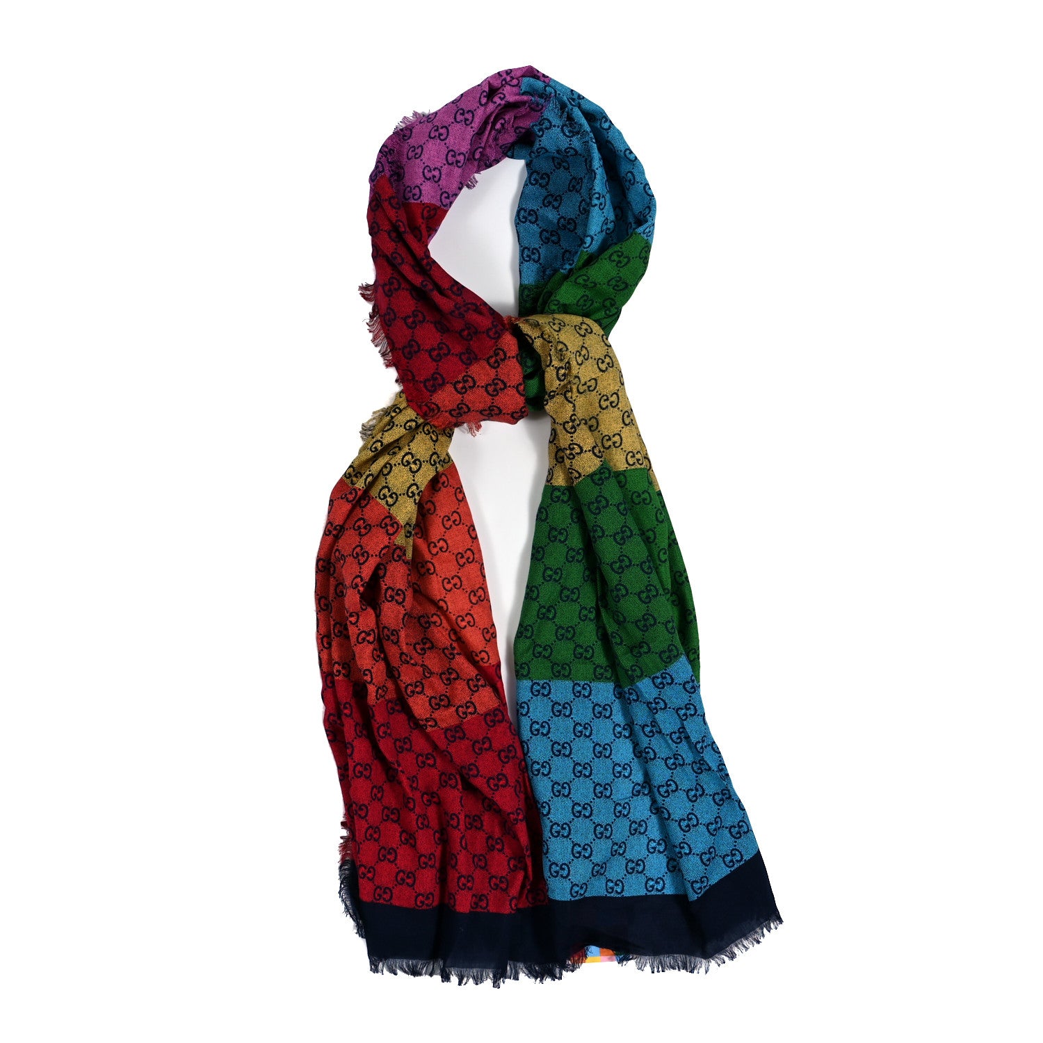 Gucci Wool Silk GG Colorblock Shawl Multicolor 1170618 – FASHIONPHILE