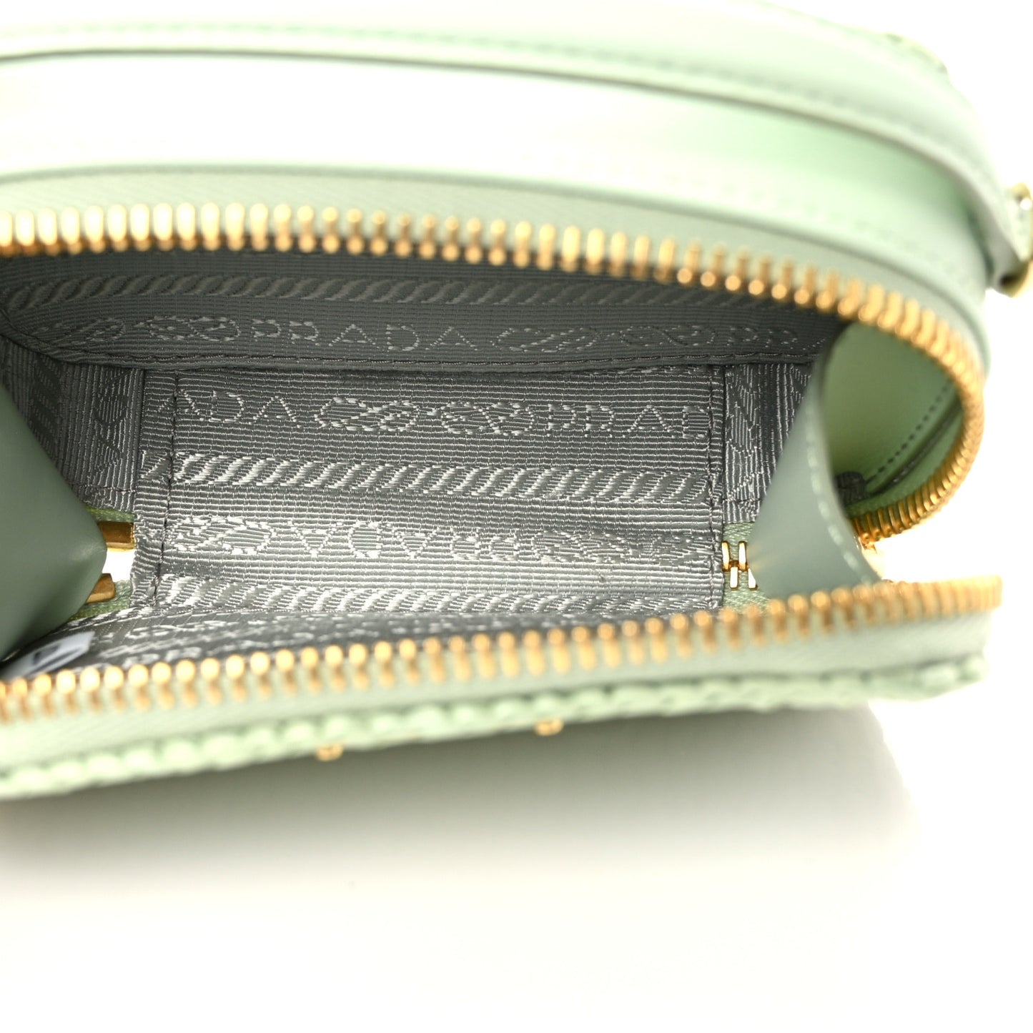 Yarn Raffia Effect Calfskin Crochet Metal Triangle Logo Mini Pouch with Handle Acqua